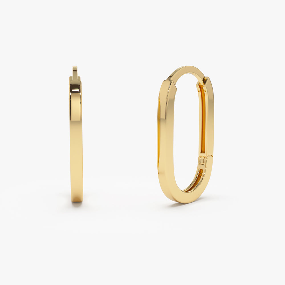 14k Gold Paperclip Hoop Earrings - Geum Jewels
