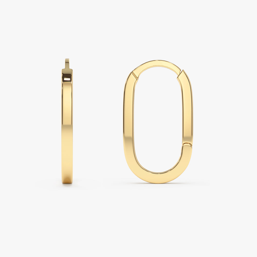 14k Gold Paperclip Hoop Earrings - Geum Jewels