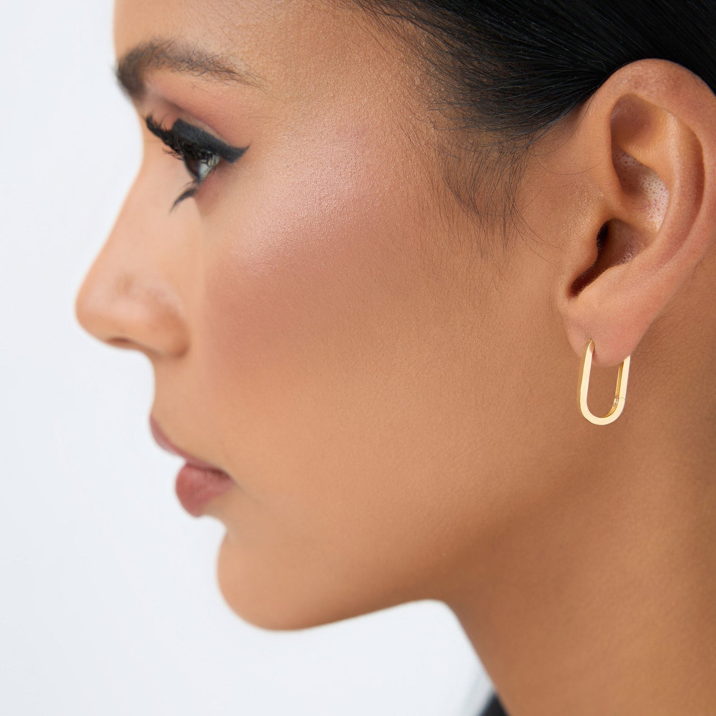 14k Gold Paperclip Hoop Earrings - Geum Jewels