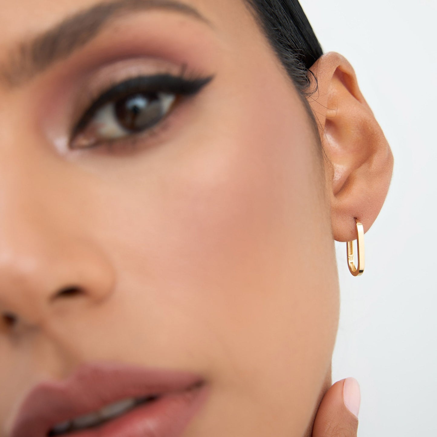 14k Gold Paperclip Hoop Earrings - Geum Jewels