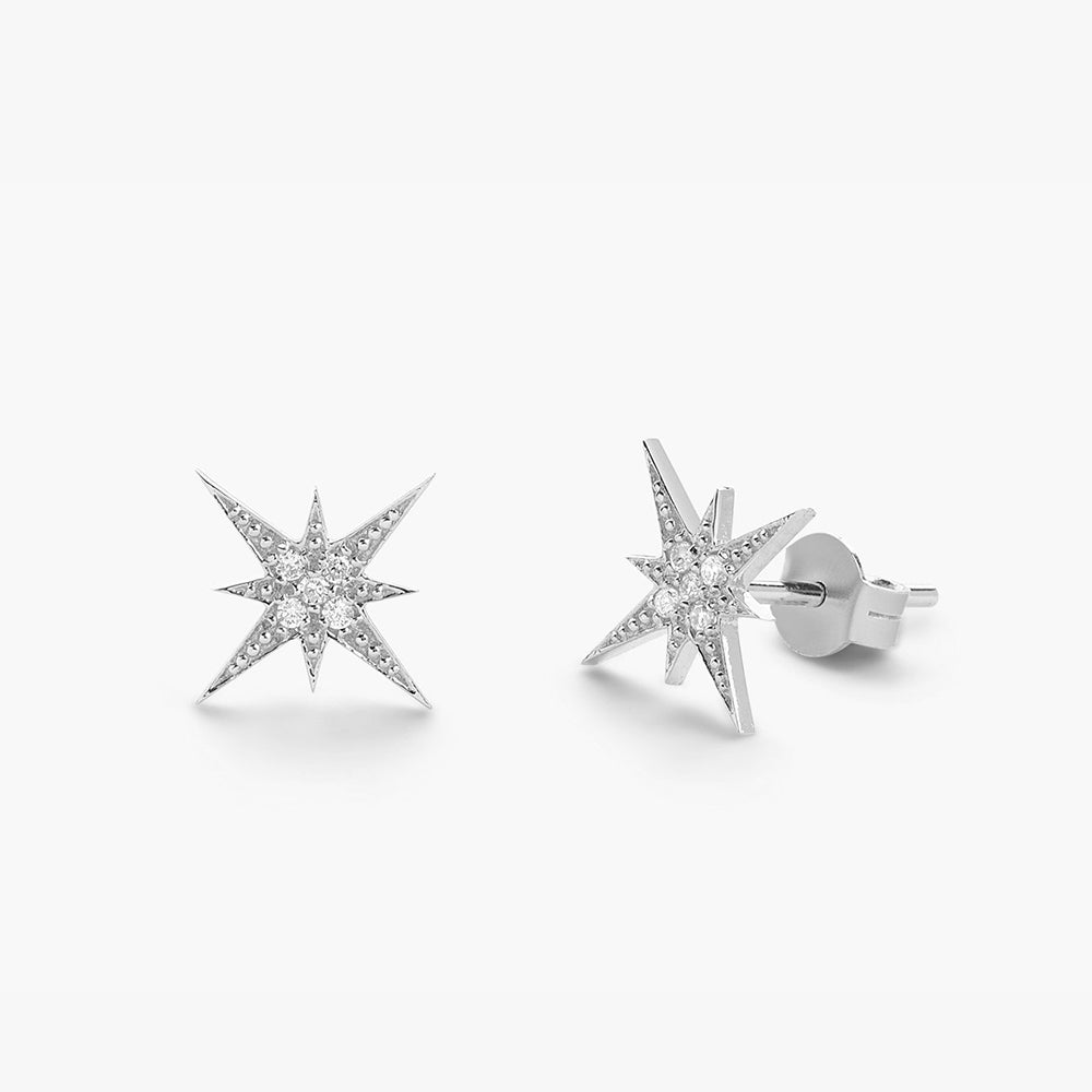 14K Gold Starburst Diamond Earrings - Geum Jewels