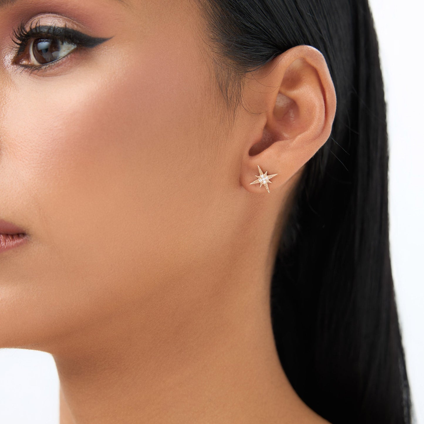 14K Gold Starburst Diamond Earrings - Geum Jewels