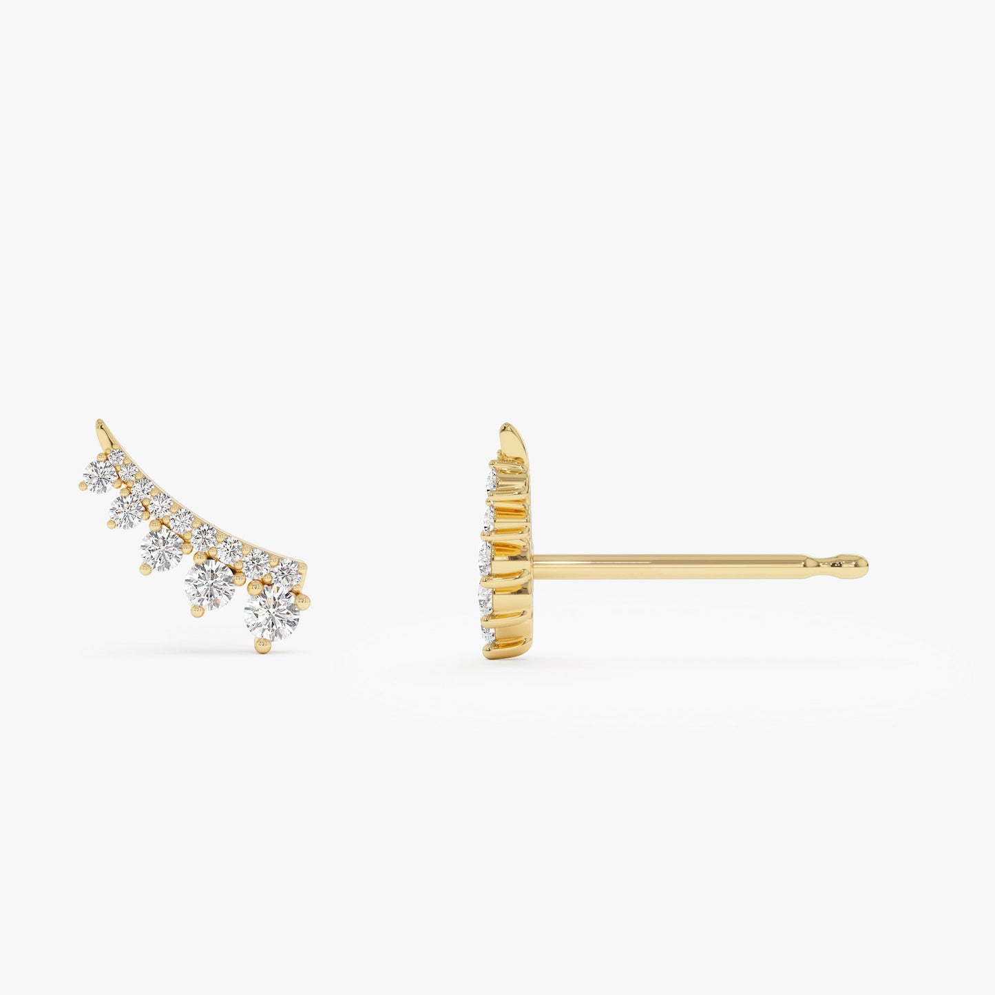 14k Graduating Diamond Ear Climber Studs - Geum Jewels