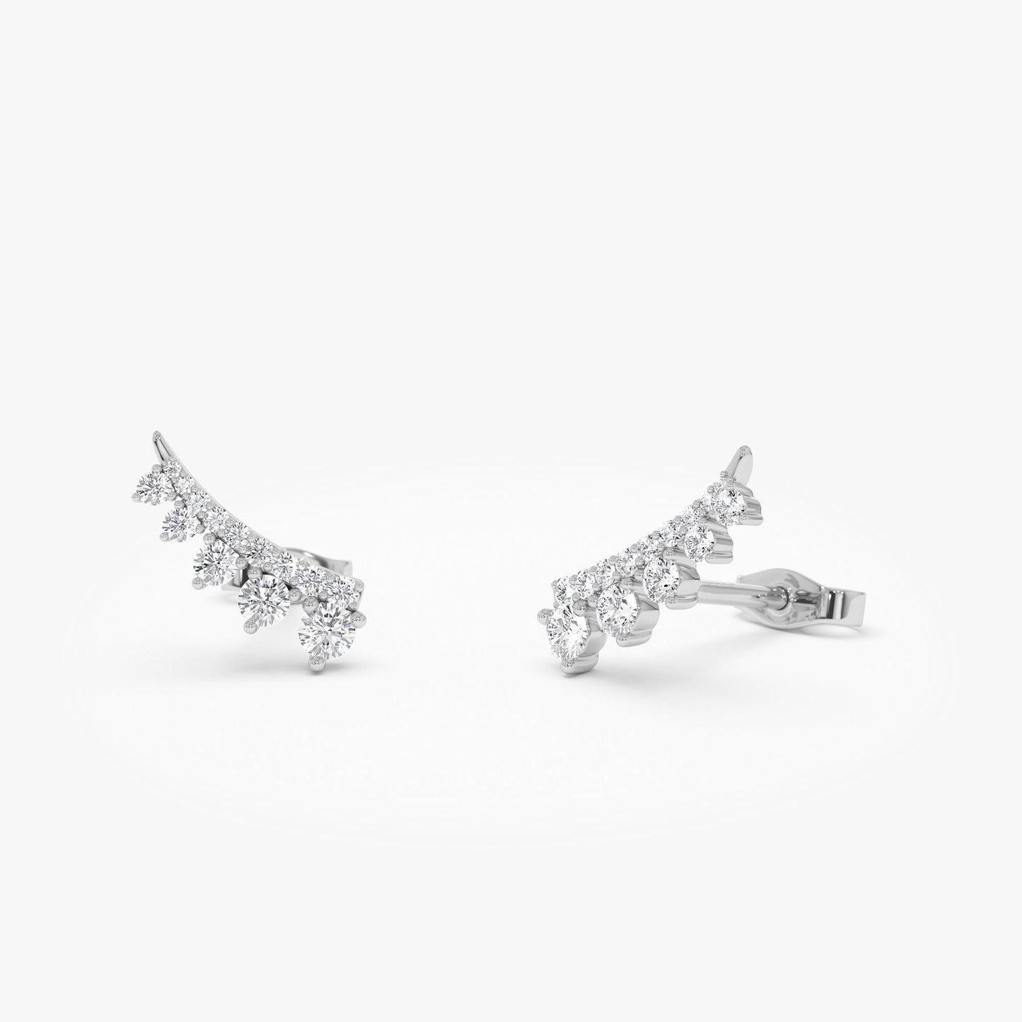 14k Graduating Diamond Ear Climber Studs - Geum Jewels