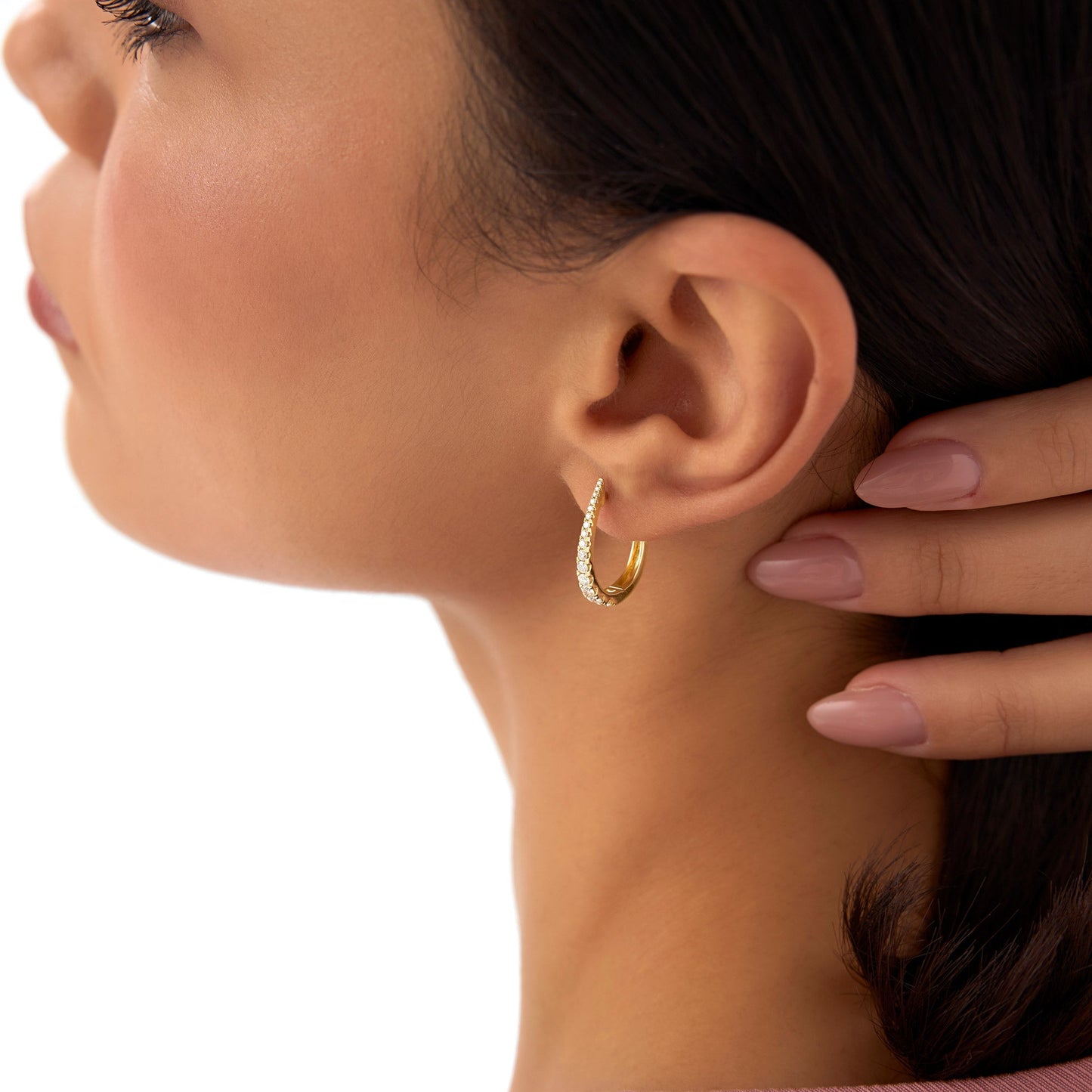 14k Graduating Statement Diamond Hoop Earrings - Geum Jewels