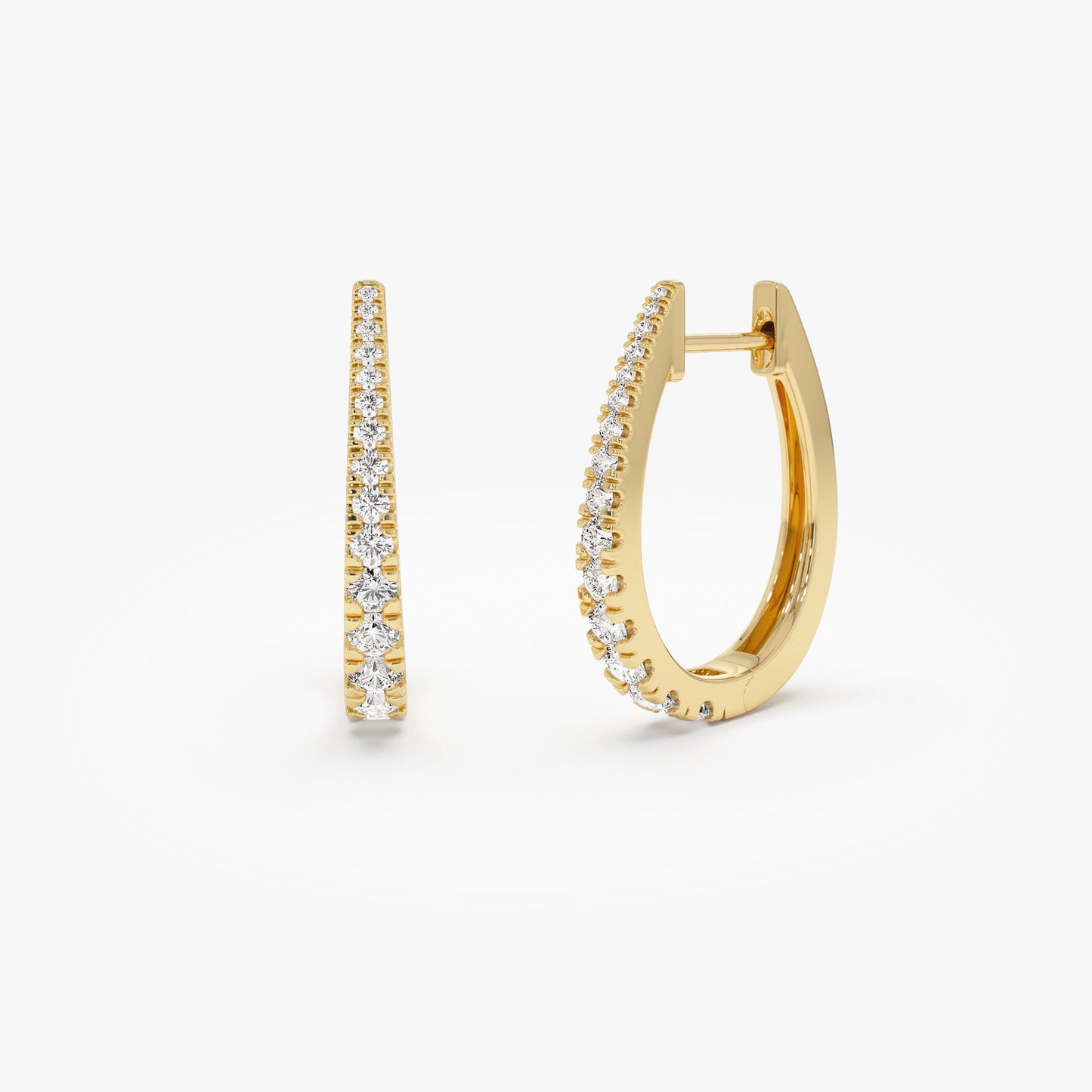 14k Graduating Statement Diamond Hoop Earrings - Geum Jewels