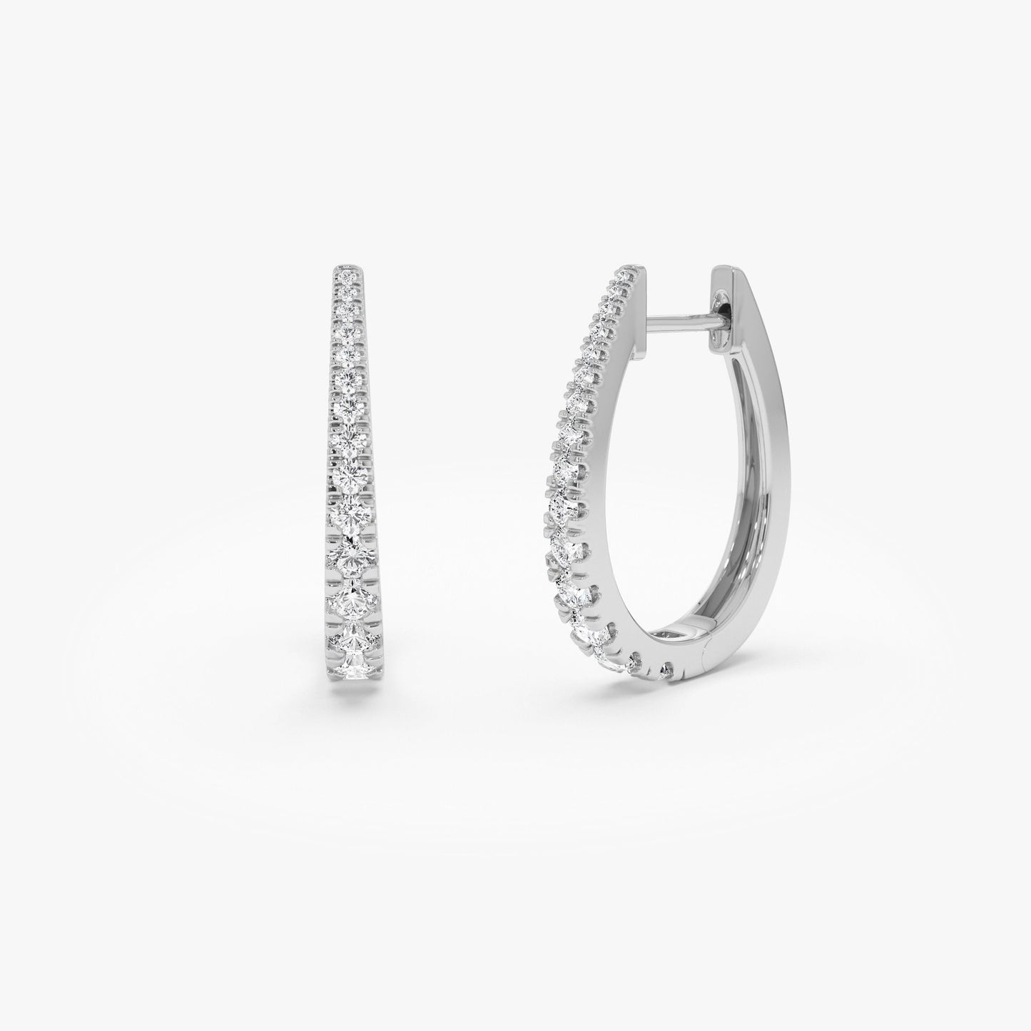 14k Graduating Statement Diamond Hoop Earrings - Geum Jewels