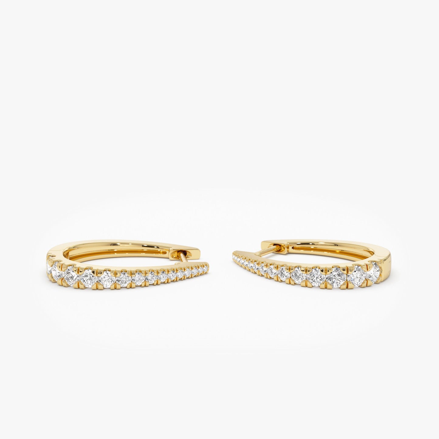 14k Graduating Statement Diamond Hoop Earrings - Geum Jewels
