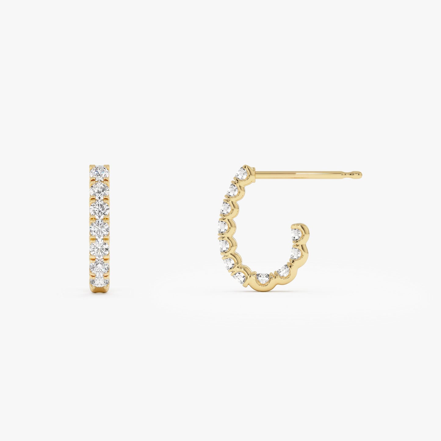 14k Inside Out J Hoop Diamond Earrings - Geum Jewels