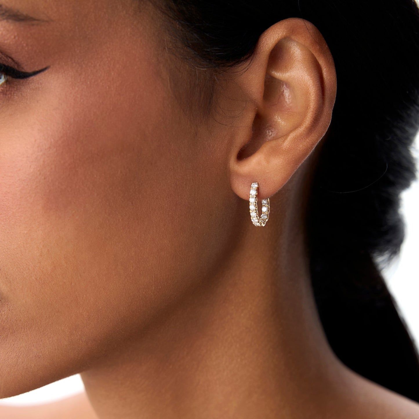 14k Inside Out J Hoop Diamond Earrings - Geum Jewels