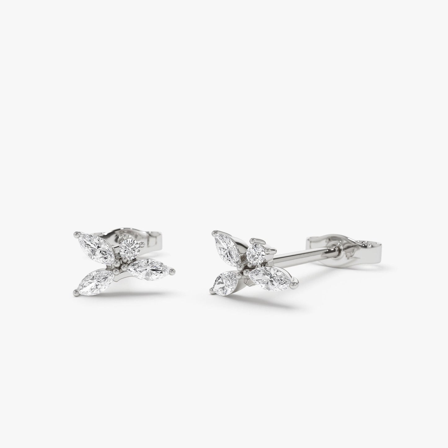 14K Marquise Diamond Cluster Studs - Geum Jewels