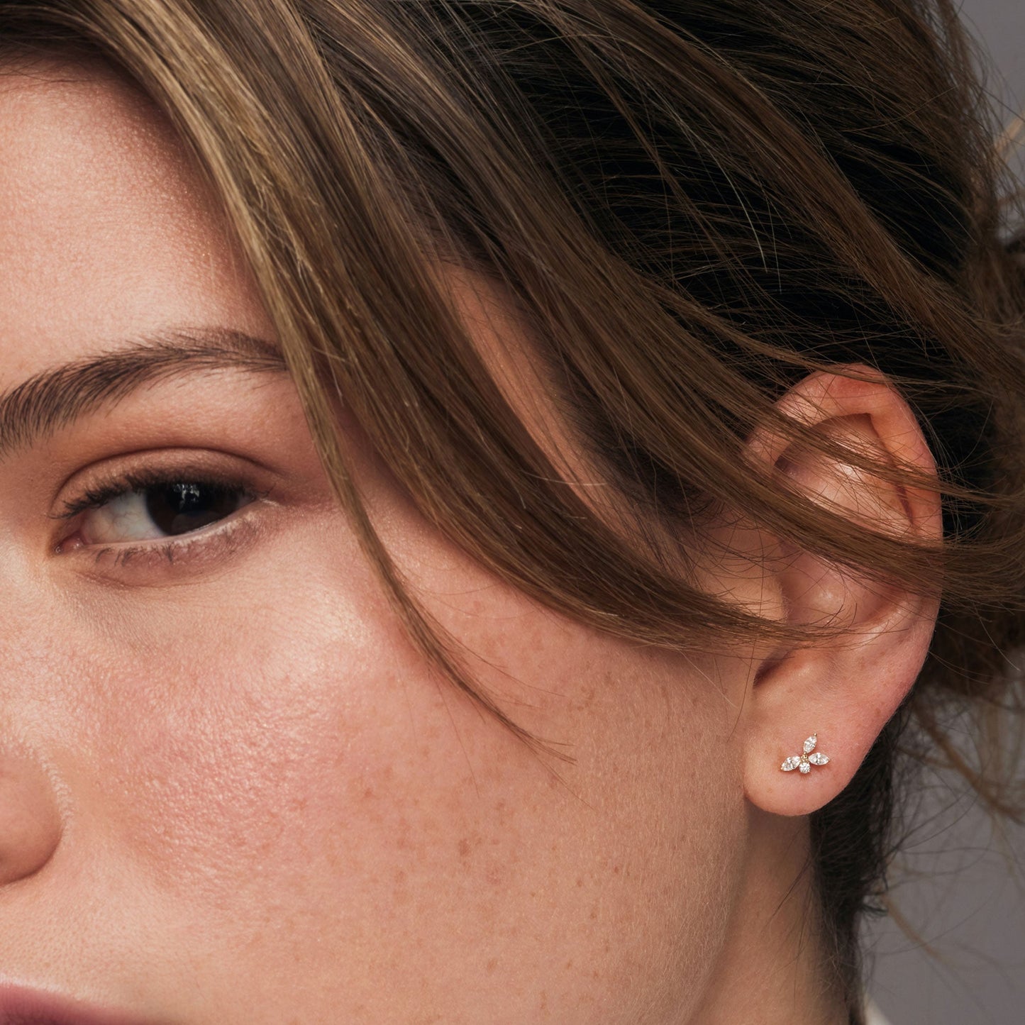 14K Marquise Diamond Cluster Studs - Geum Jewels