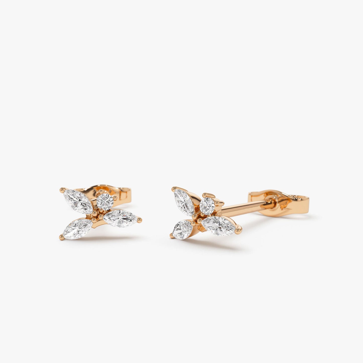 14K Marquise Diamond Cluster Studs - Geum Jewels