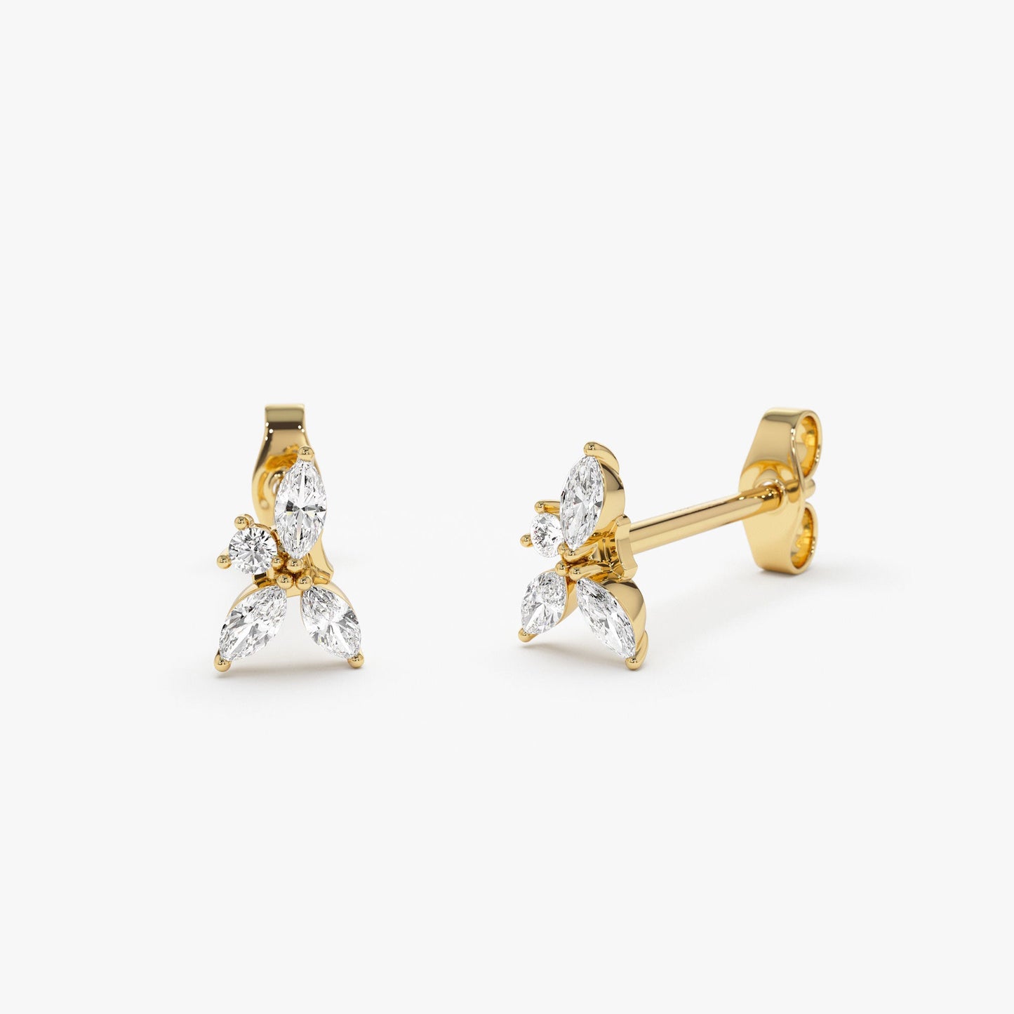 14K Marquise Diamond Cluster Studs - Geum Jewels