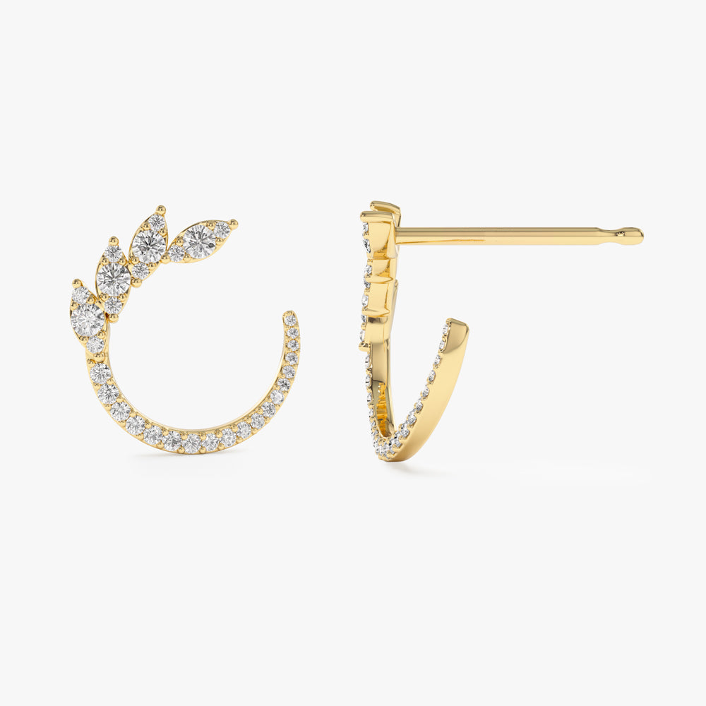 14k Marquise Looking Round Diamond Cluster Studs - Geum Jewels