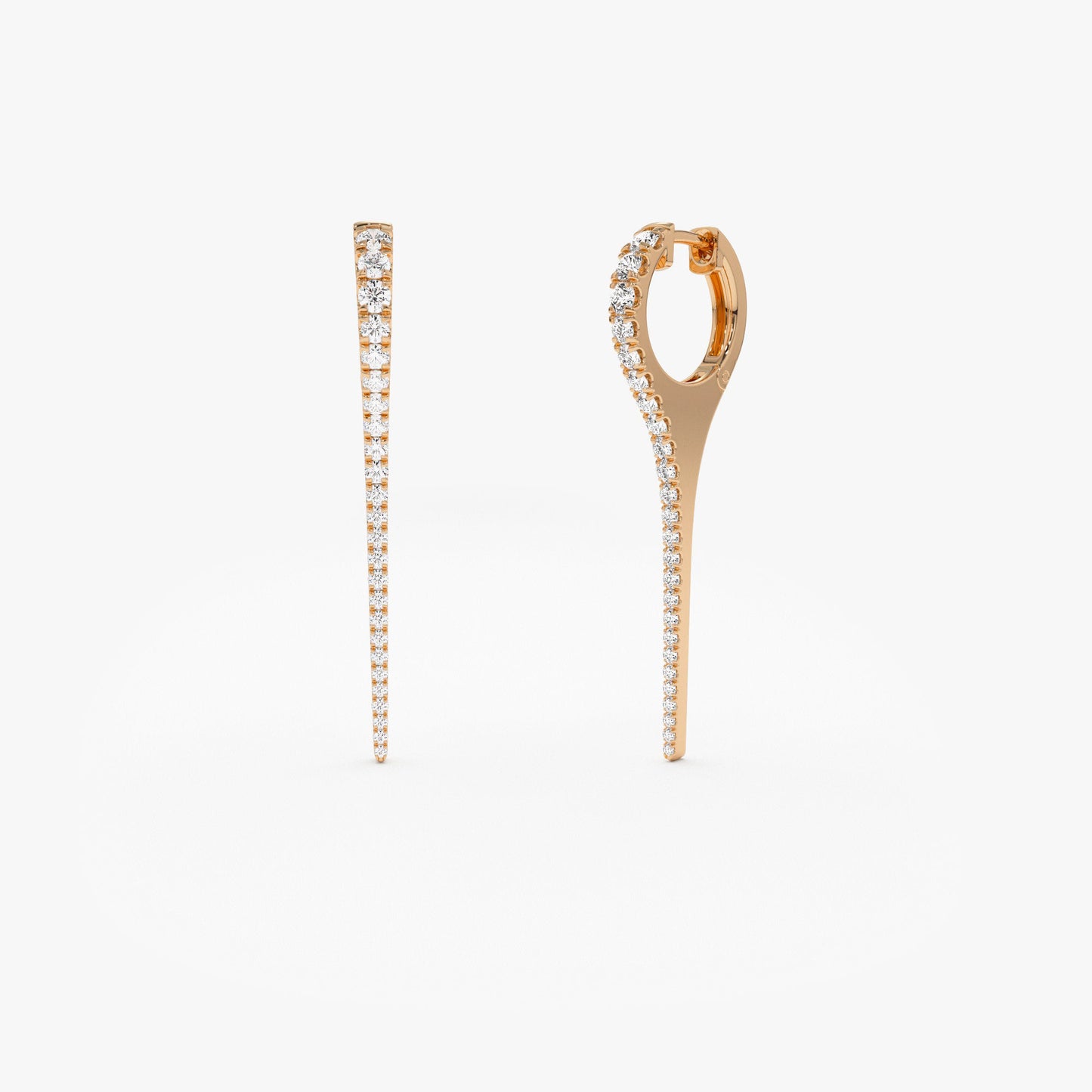 14k Medium Diamond Dagger Earrings - Geum Jewels
