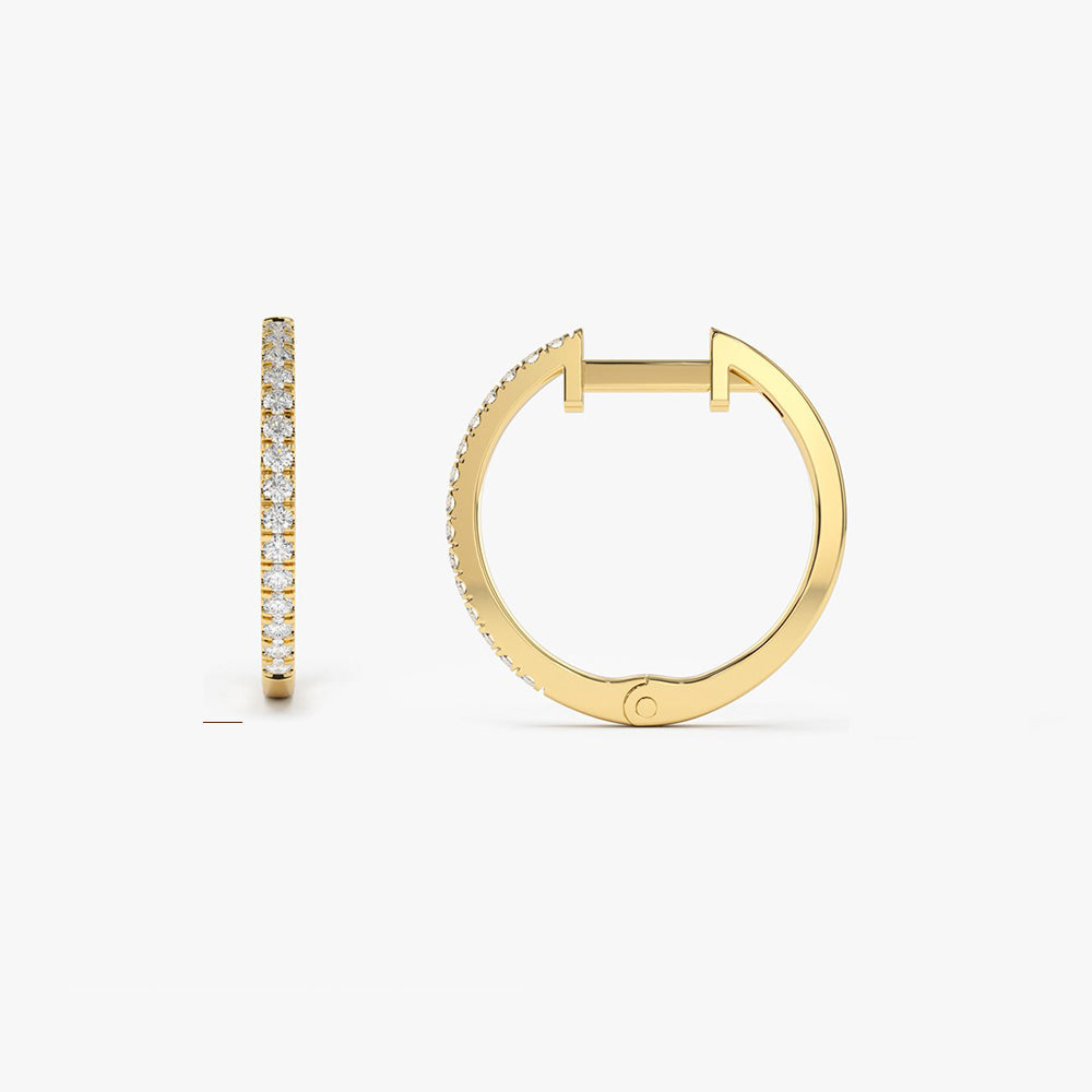14k Medium Diamond Hoop Earrings - Geum Jewels