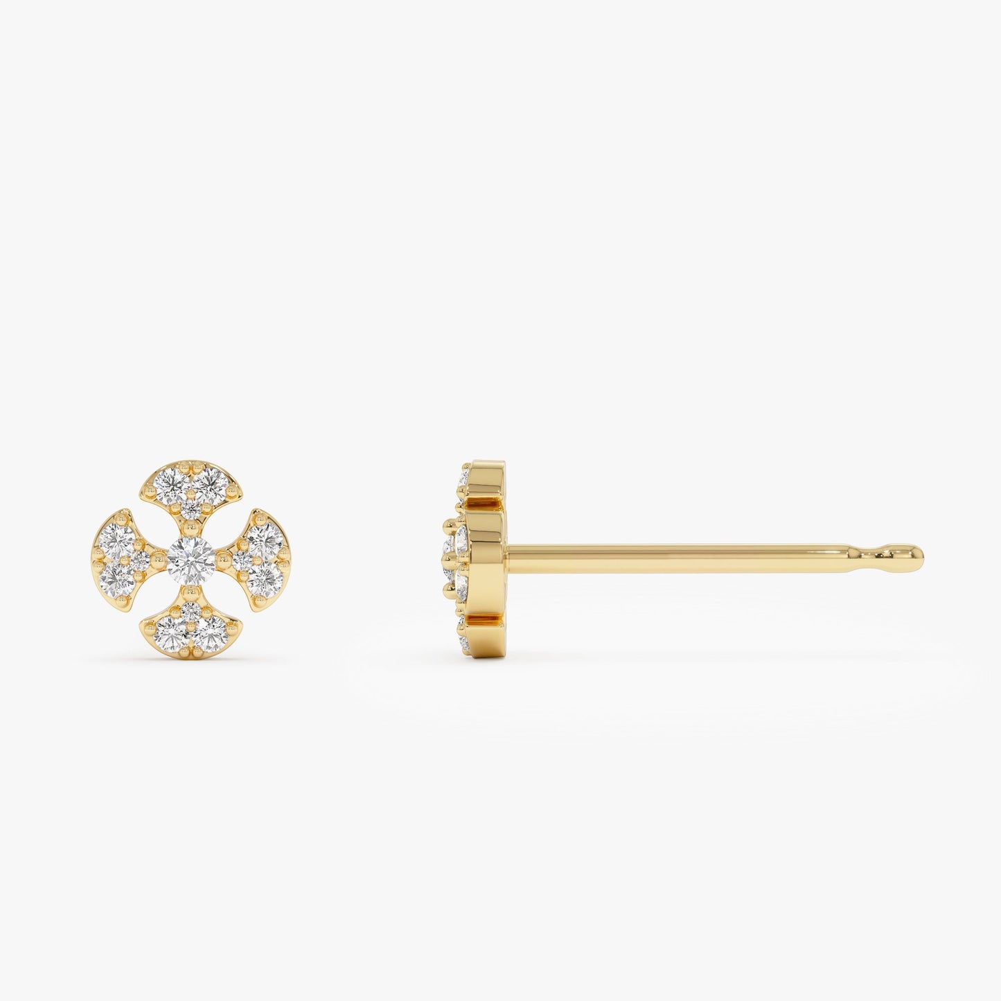 14K Minimalist Petal Diamond Cluster Studs - Geum Jewels