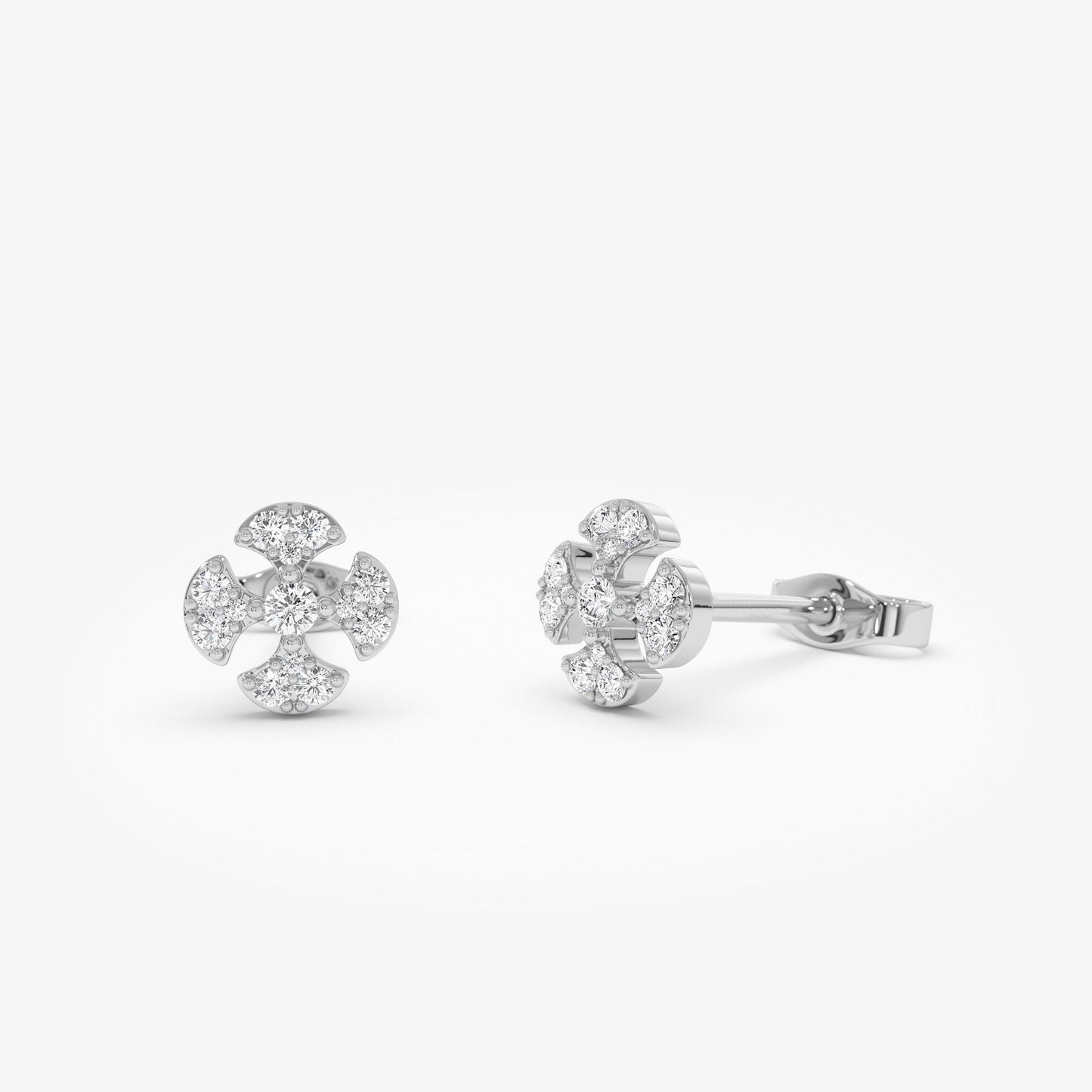 14K Minimalist Petal Diamond Cluster Studs - Geum Jewels