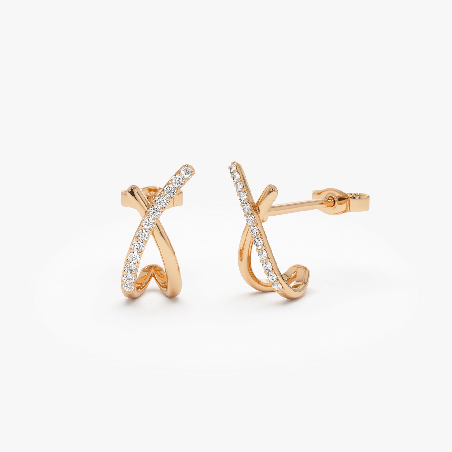 14k Moden X Design Diamond Studs - Geum Jewels