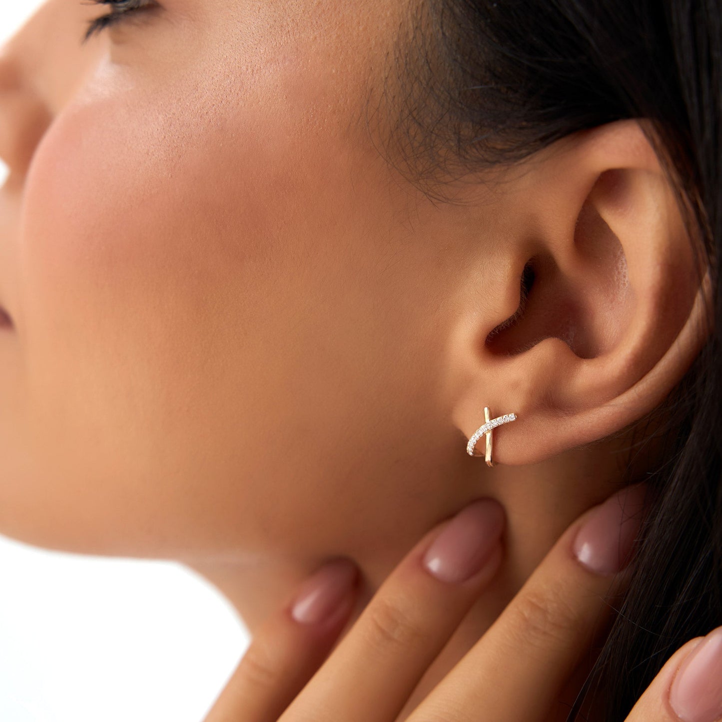 14k Moden X Design Diamond Studs - Geum Jewels