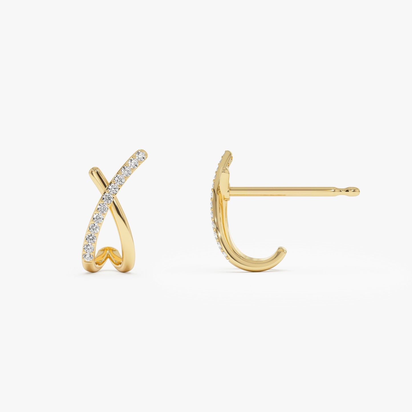 14k Moden X Design Diamond Studs - Geum Jewels