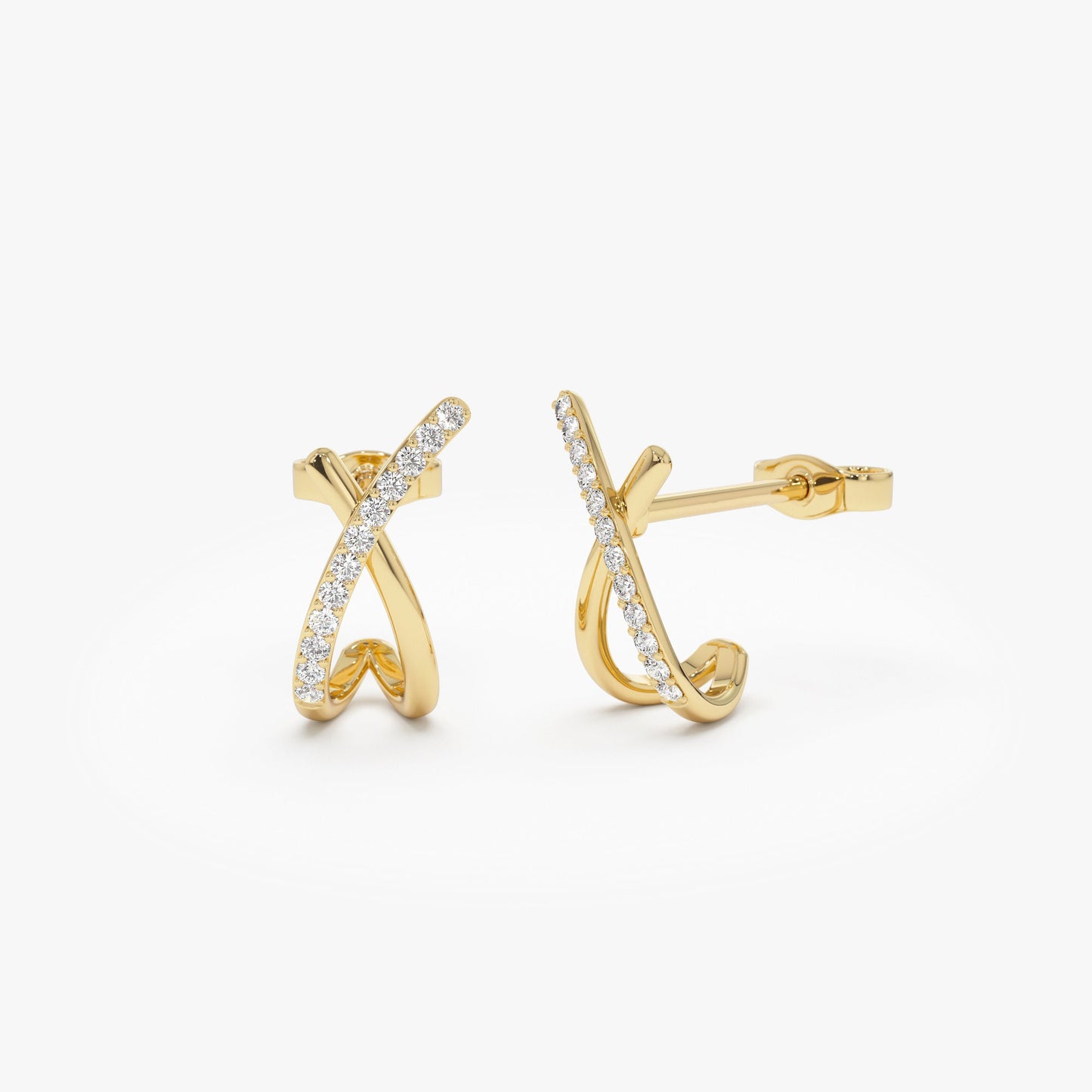 14k Moden X Design Diamond Studs - Geum Jewels