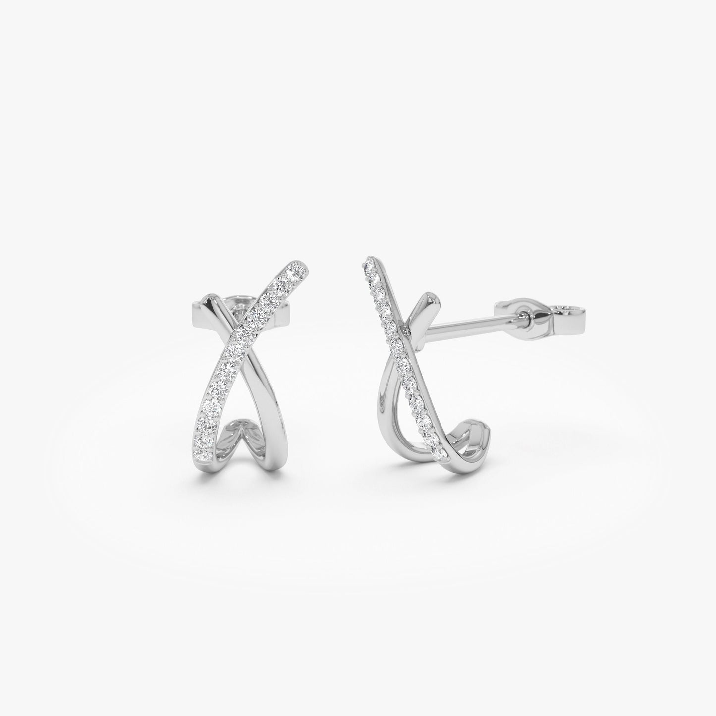 14k Moden X Design Diamond Studs - Geum Jewels