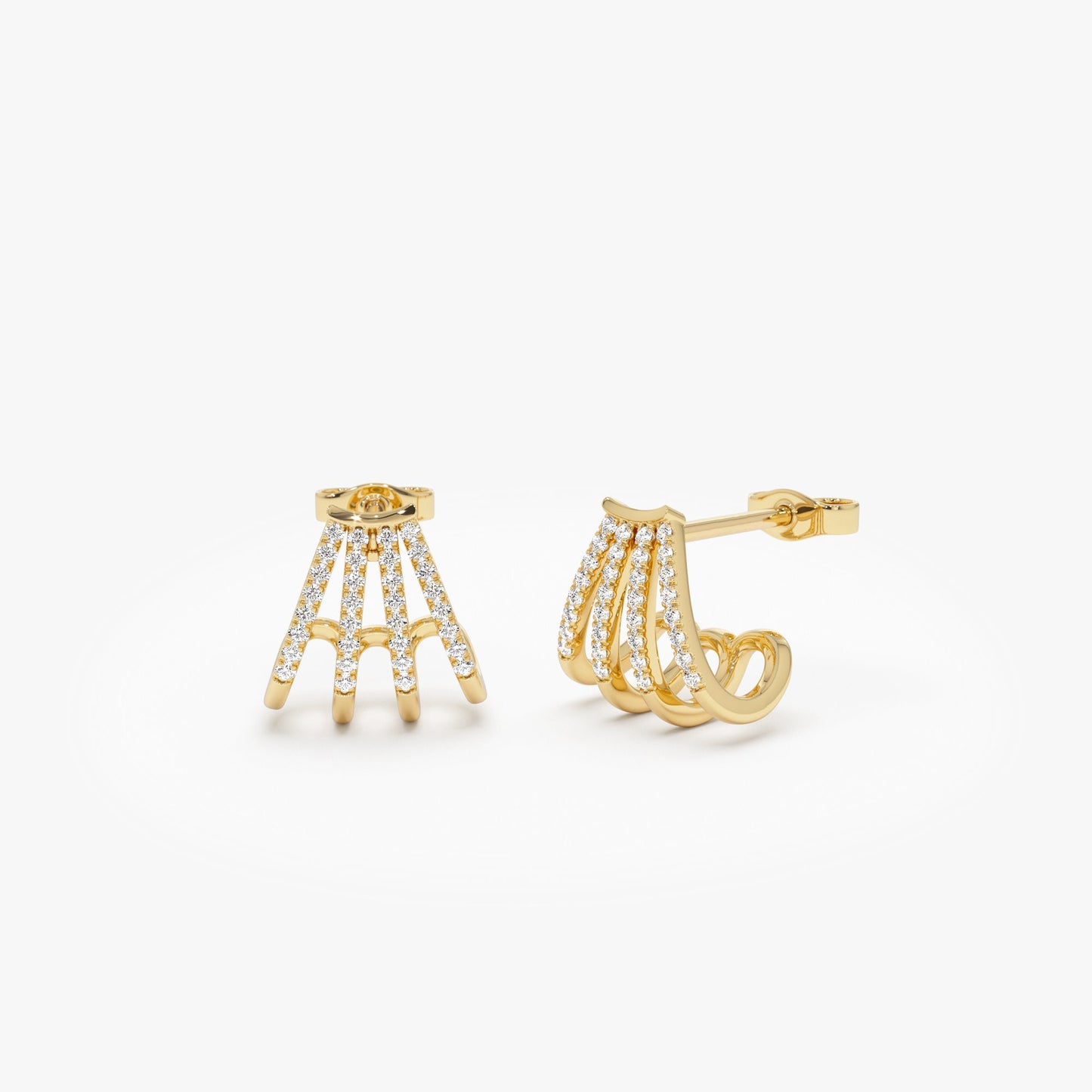 14k Multi Huggie Diamond Earrings - Geum Jewels