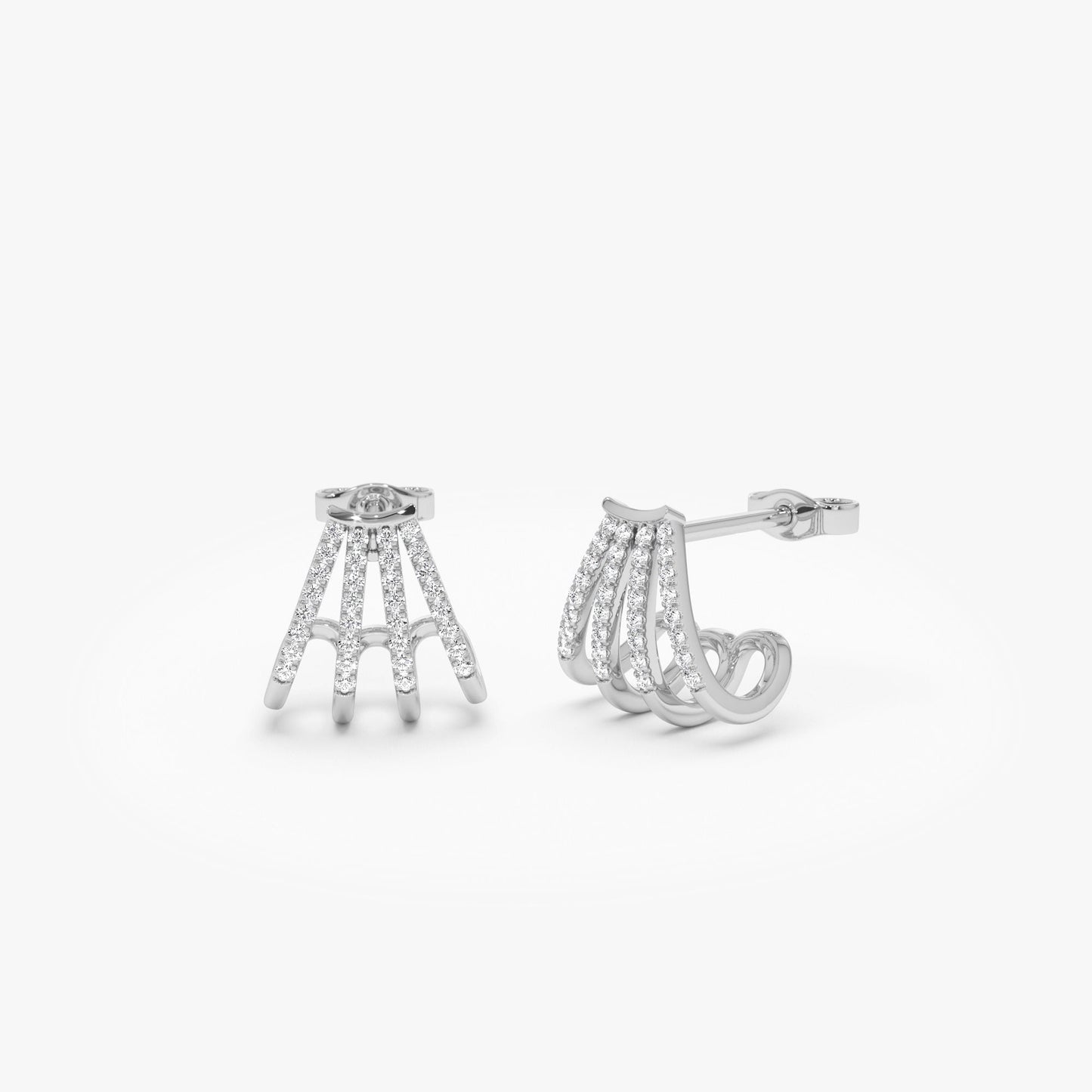 14k Multi Huggie Diamond Earrings - Geum Jewels