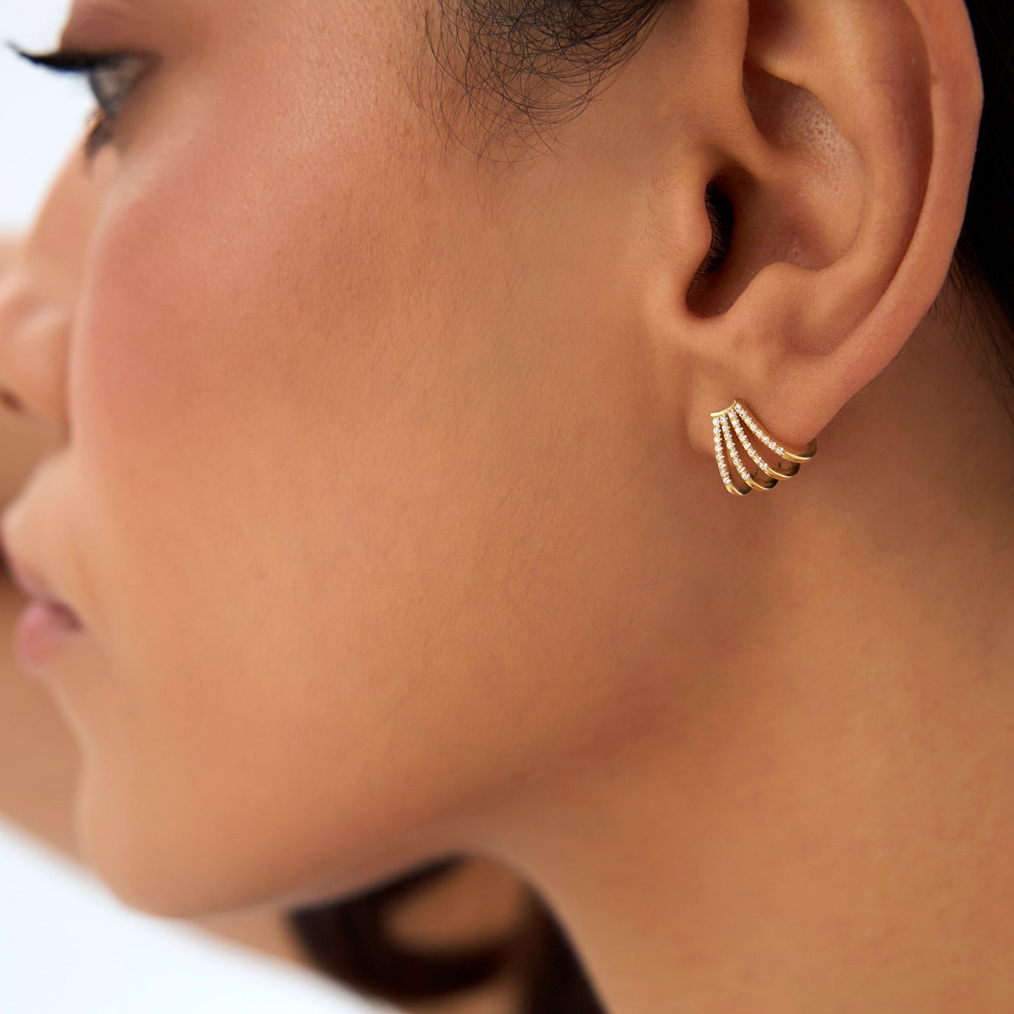 14k Multi Huggie Diamond Earrings - Geum Jewels