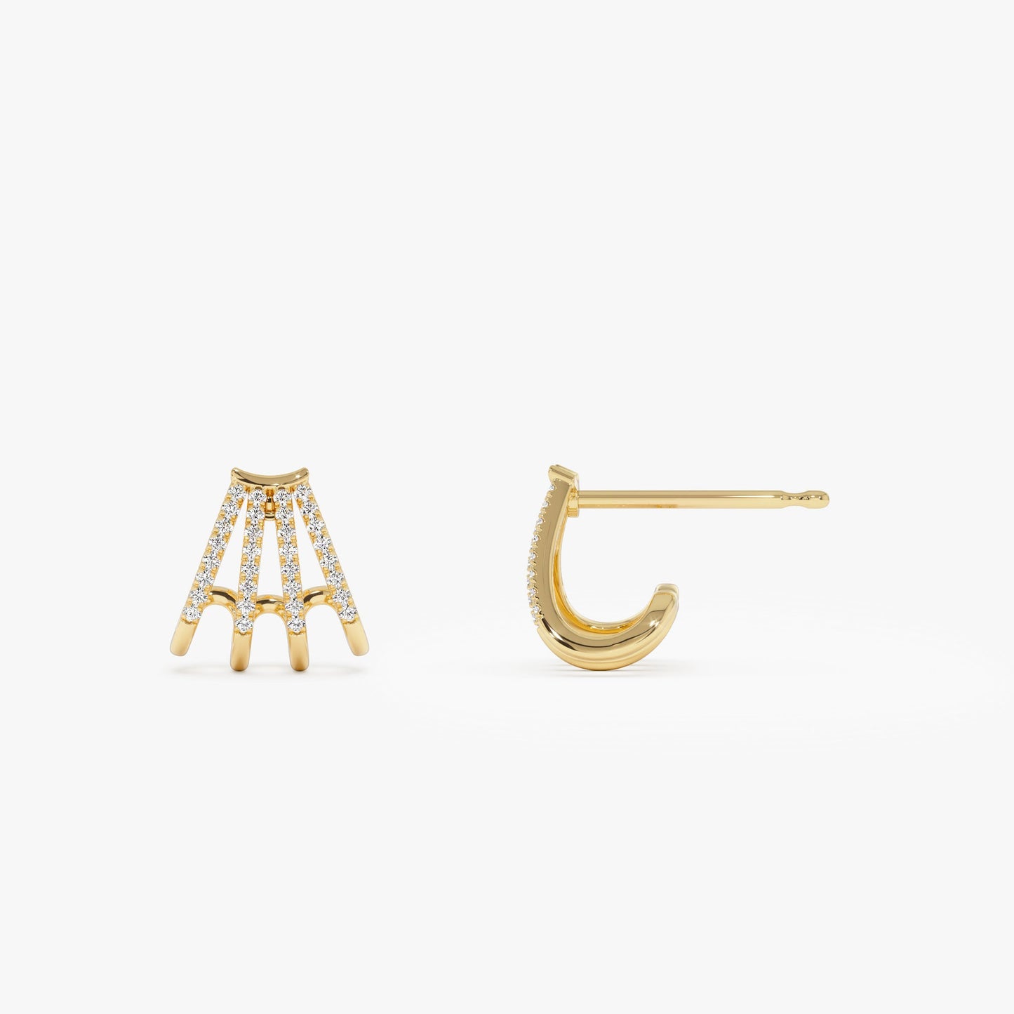 14k Multi Huggie Diamond Earrings - Geum Jewels