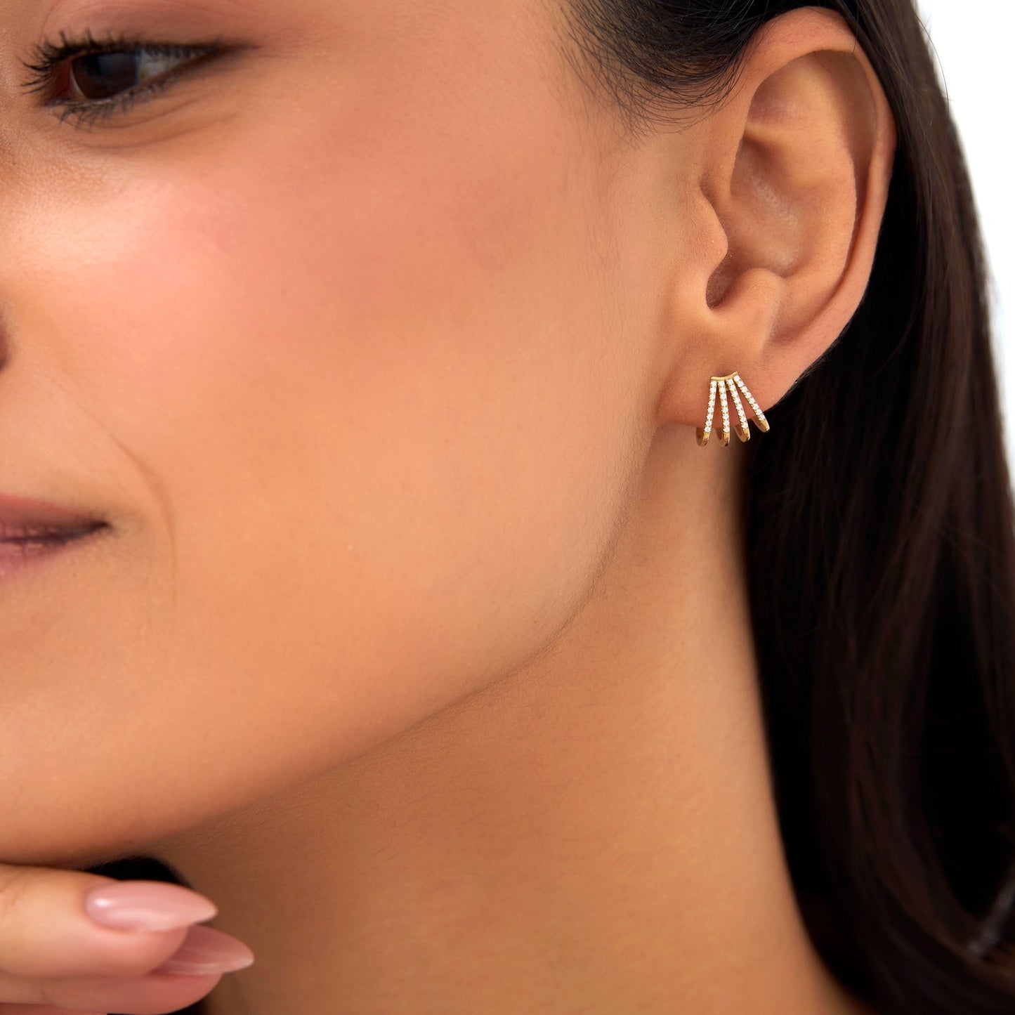 14k Multi Huggie Diamond Earrings - Geum Jewels