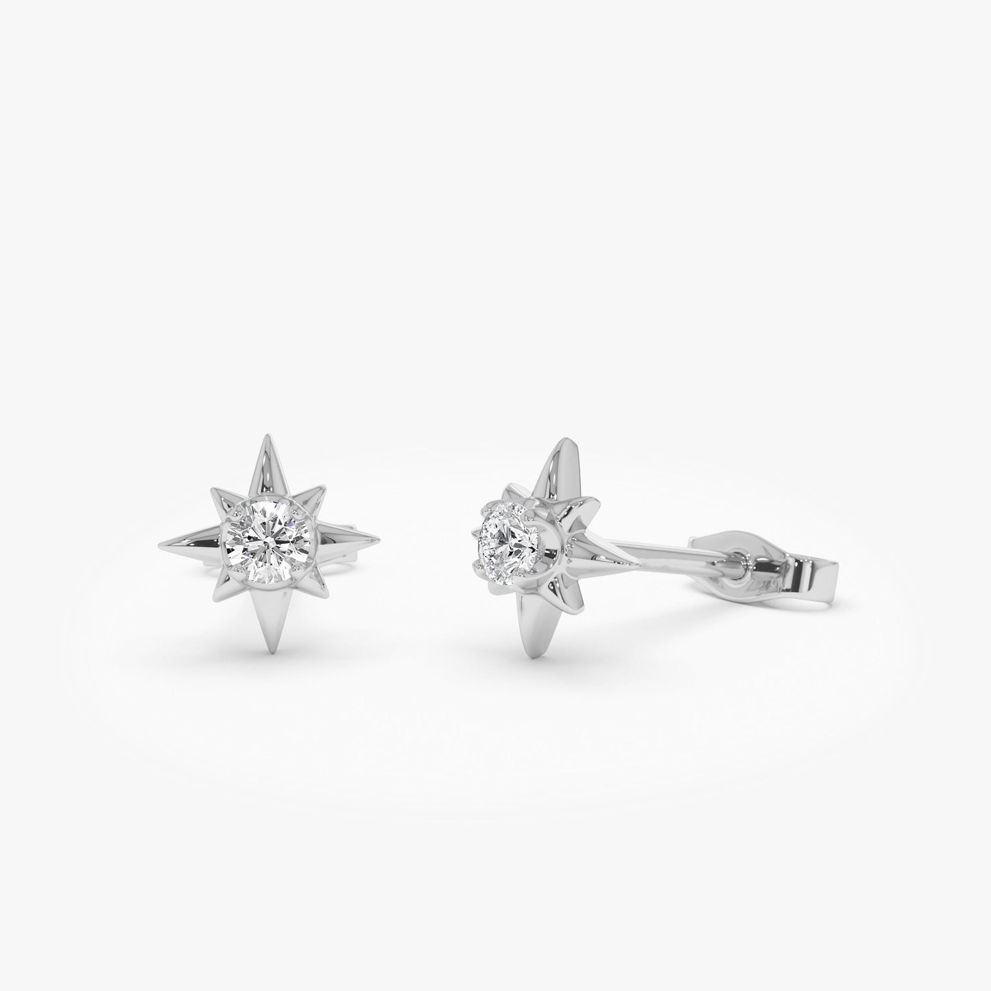 14k Northstar Diamond Studs - Geum Jewels