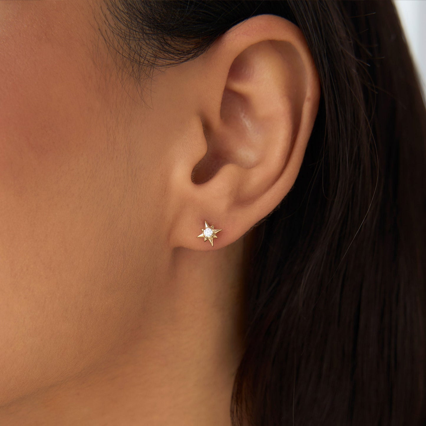 14k Northstar Diamond Studs - Geum Jewels