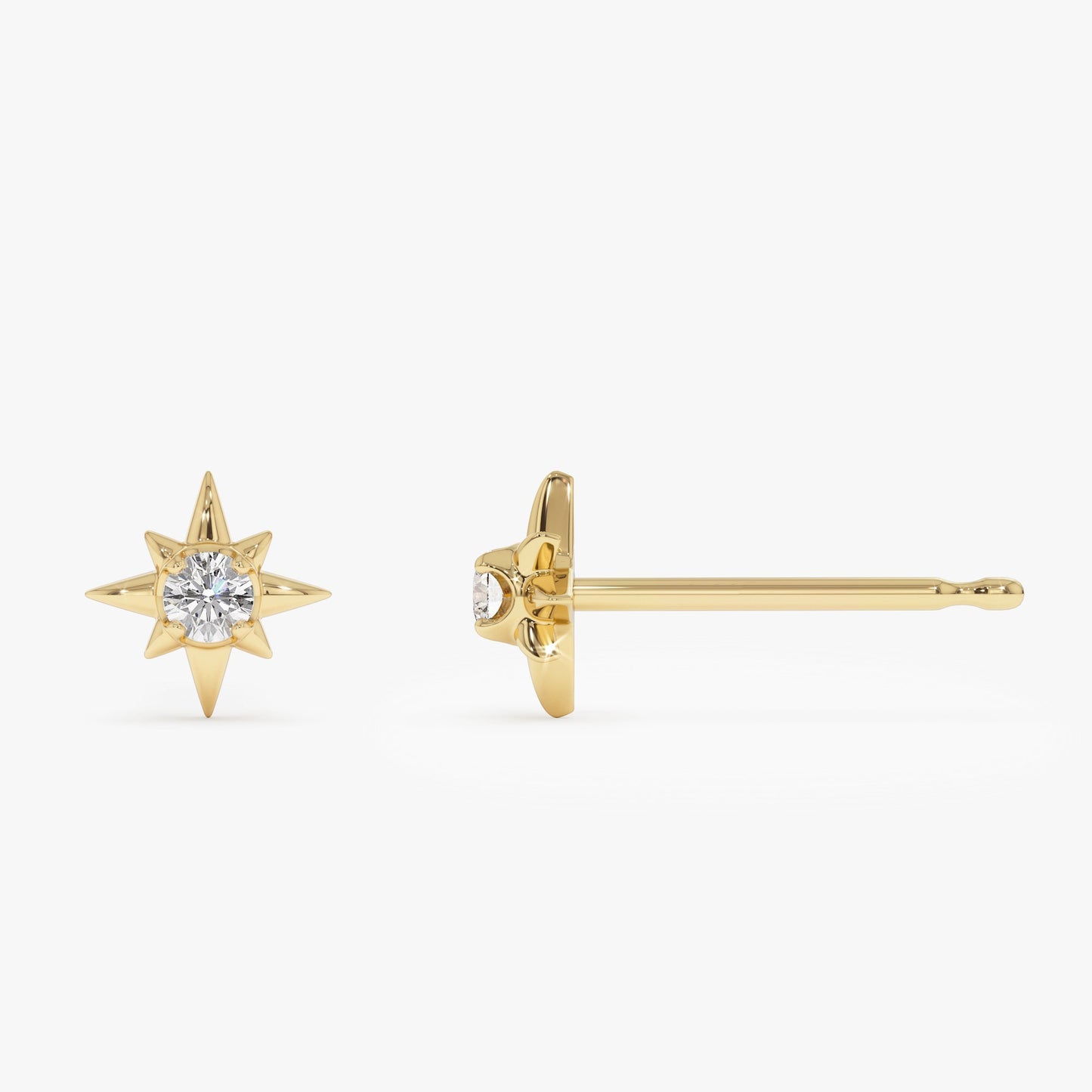 14k Northstar Diamond Studs - Geum Jewels