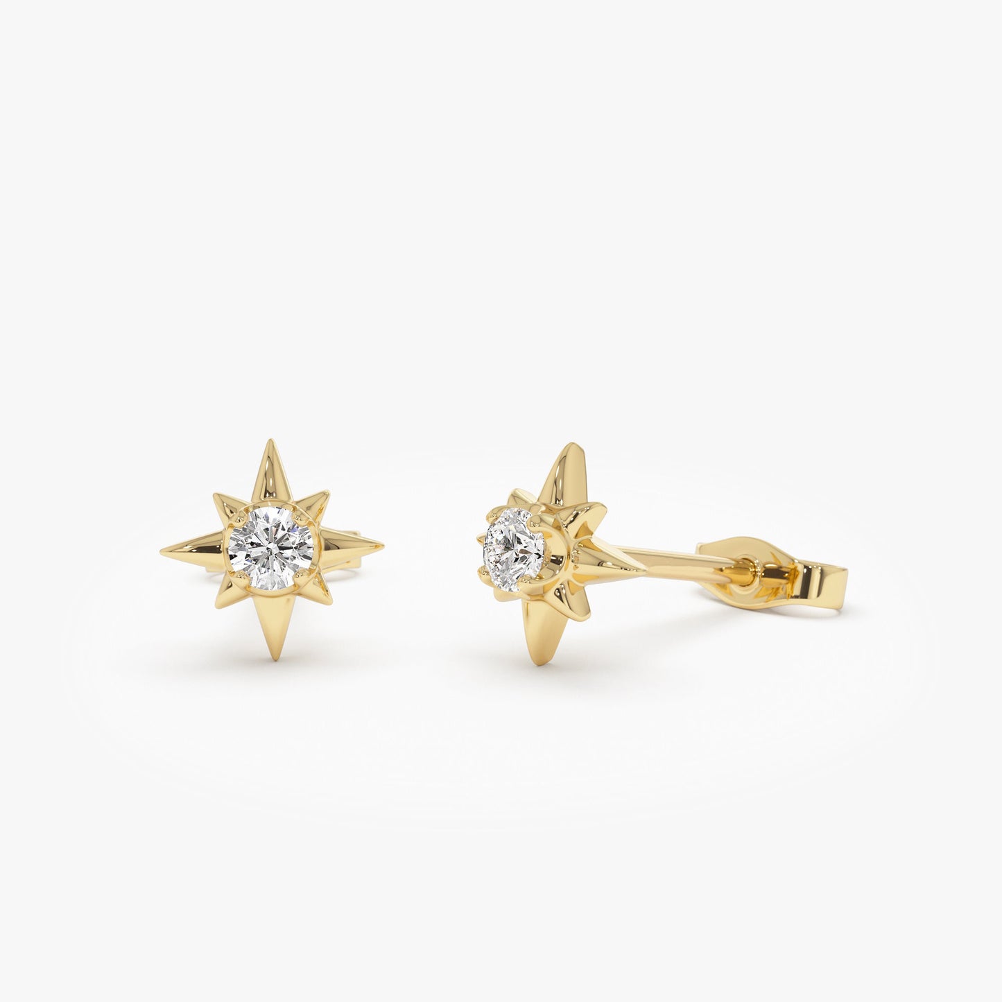 14k Northstar Diamond Studs - Geum Jewels