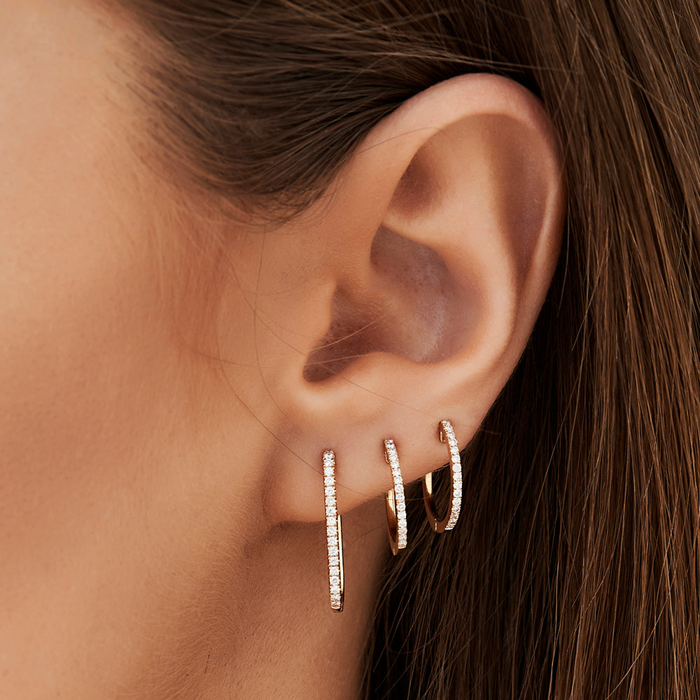 14k Paperclip Diamond Hoop Earrings - Geum Jewels