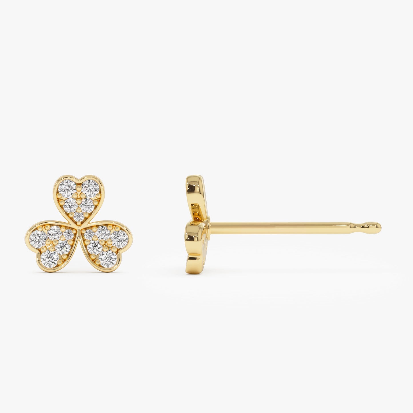 14K Pave Clover Diamond Earrings - Geum Jewels