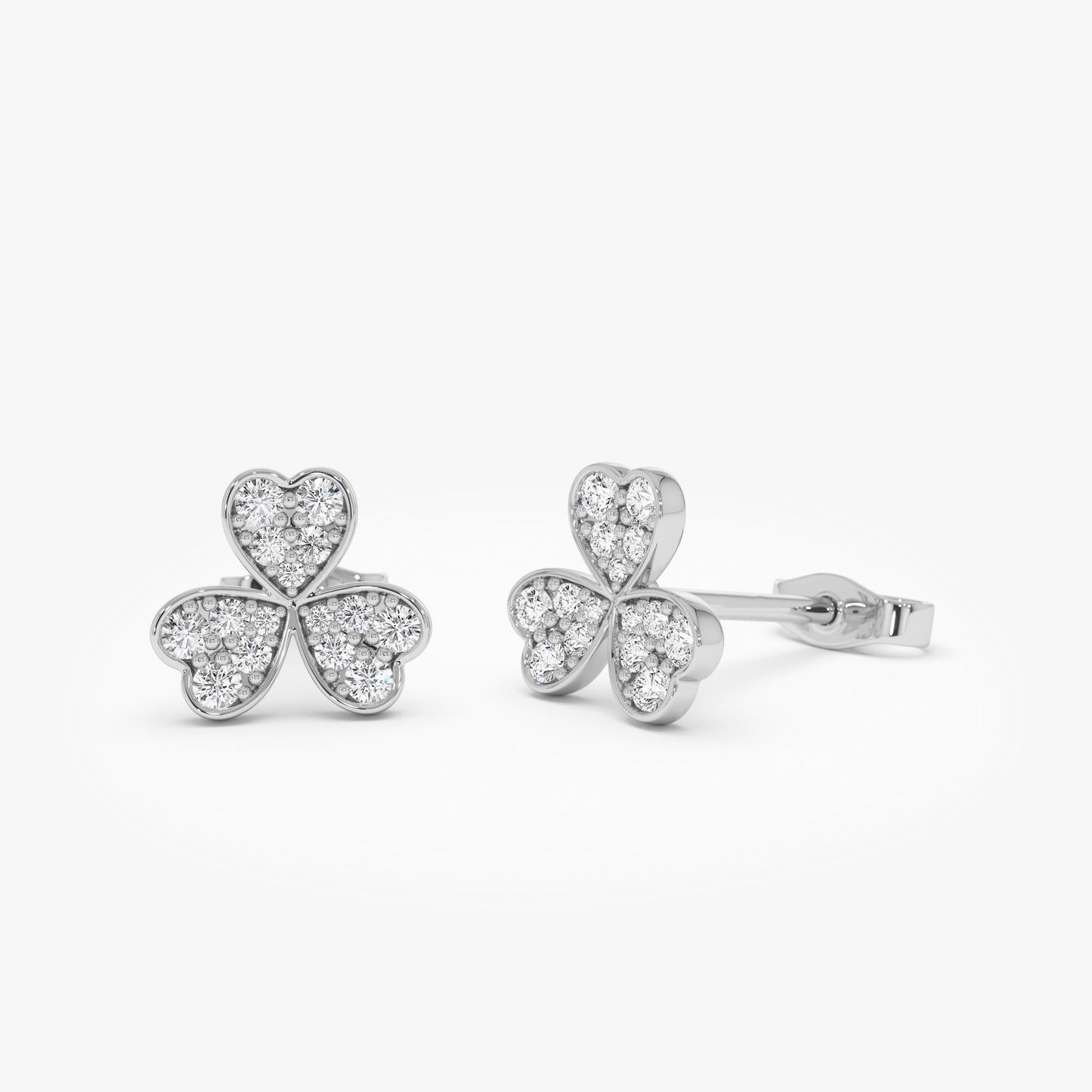 14K Pave Clover Diamond Earrings - Geum Jewels