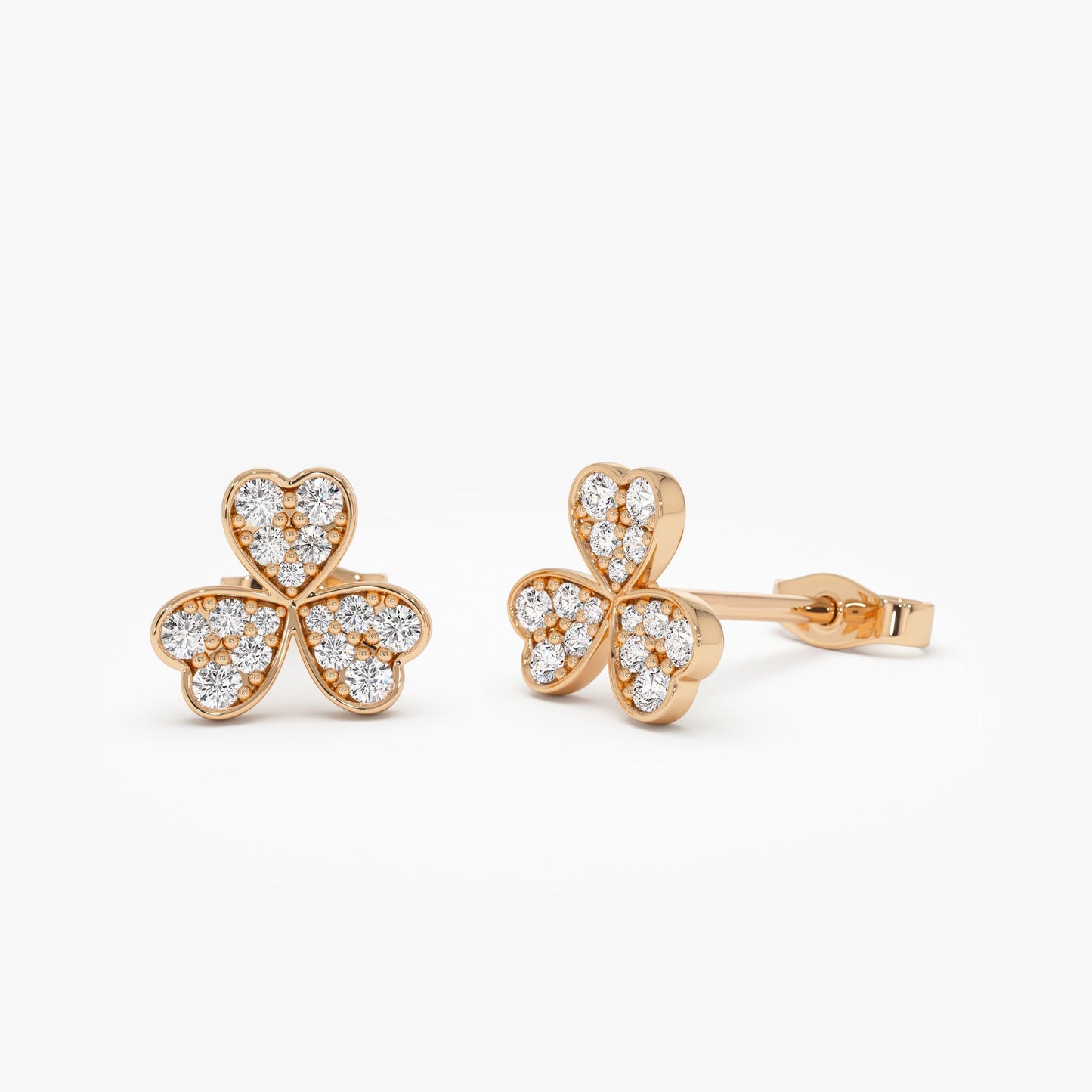 14K Pave Clover Diamond Earrings - Geum Jewels