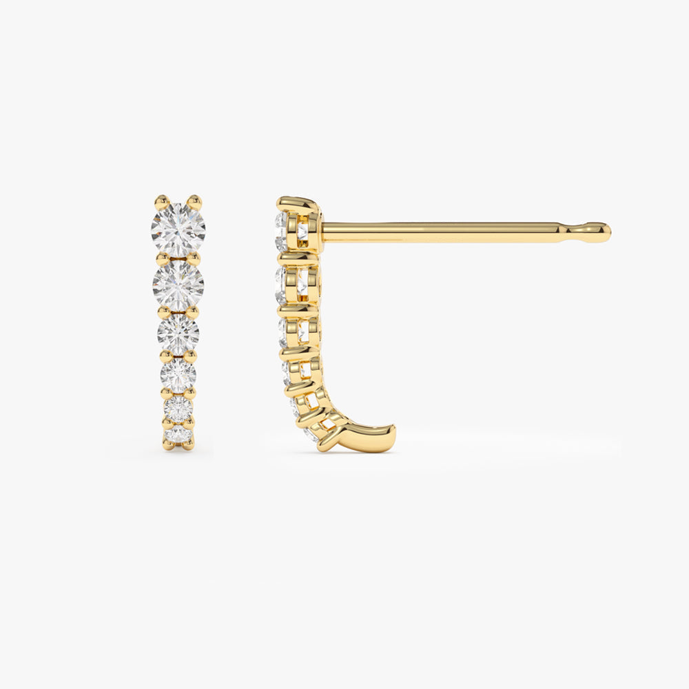 14k Round Diamond Prong Setting Graduating Stud Earrings - Geum Jewels