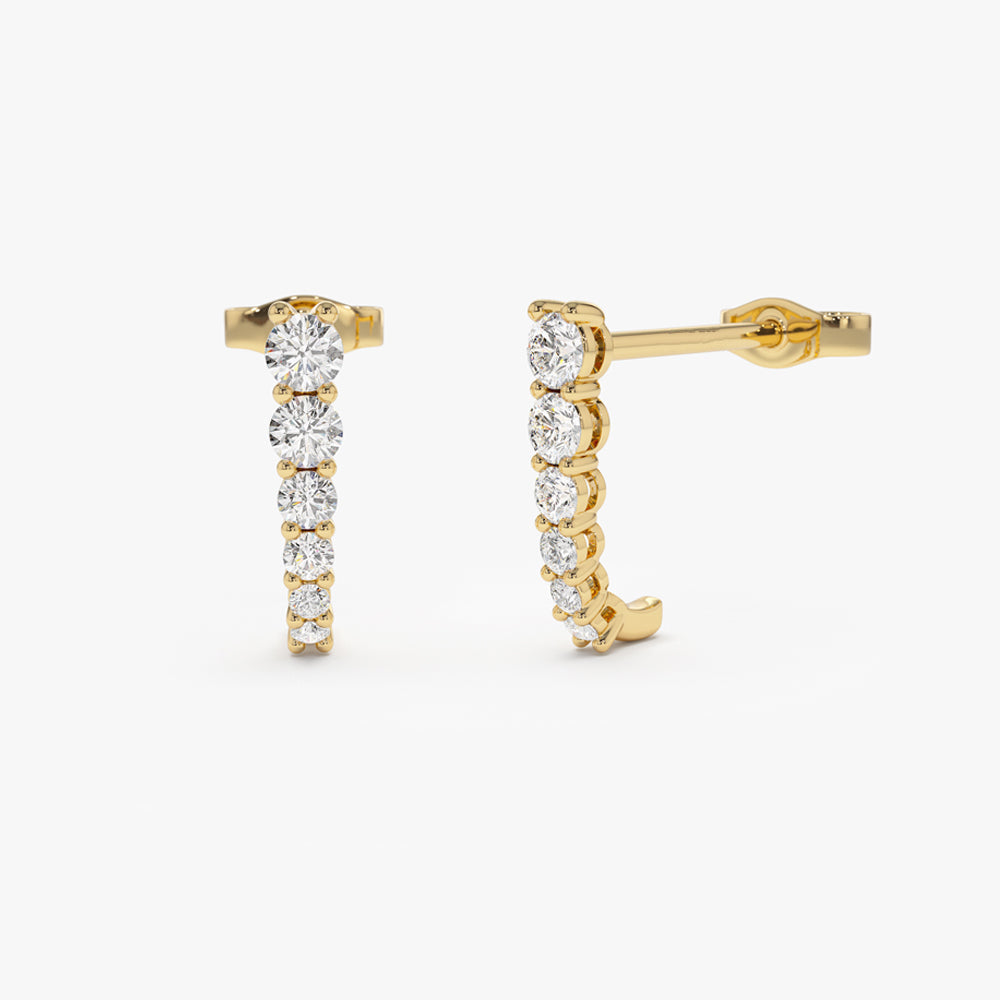 14k Round Diamond Prong Setting Graduating Stud Earrings - Geum Jewels