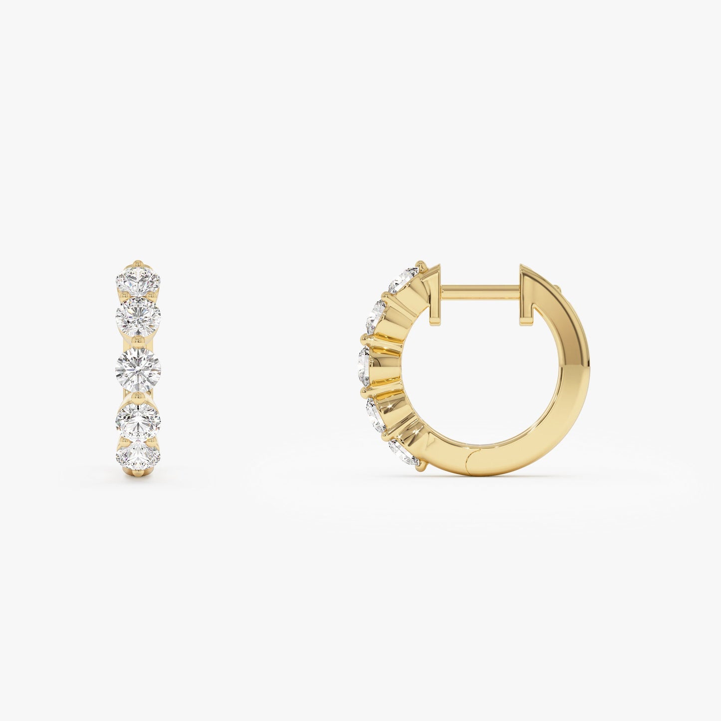 14k Shared Prong Diamond Hoops - Geum Jewels
