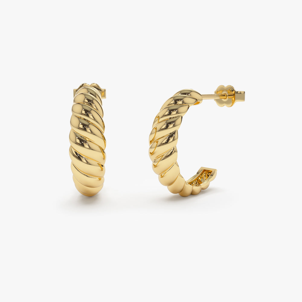 14k Solid Gold Croissant Earrings - Geum Jewels