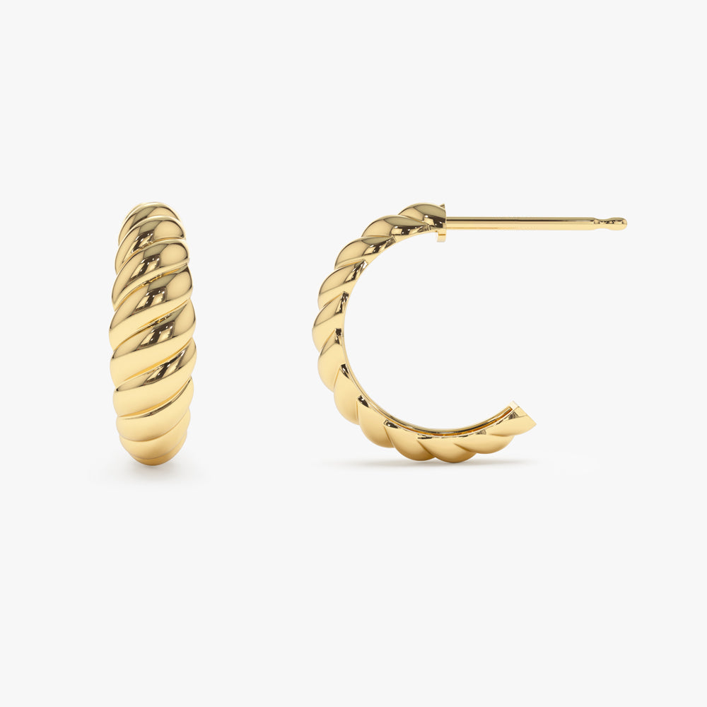 14k Solid Gold Croissant Earrings - Geum Jewels