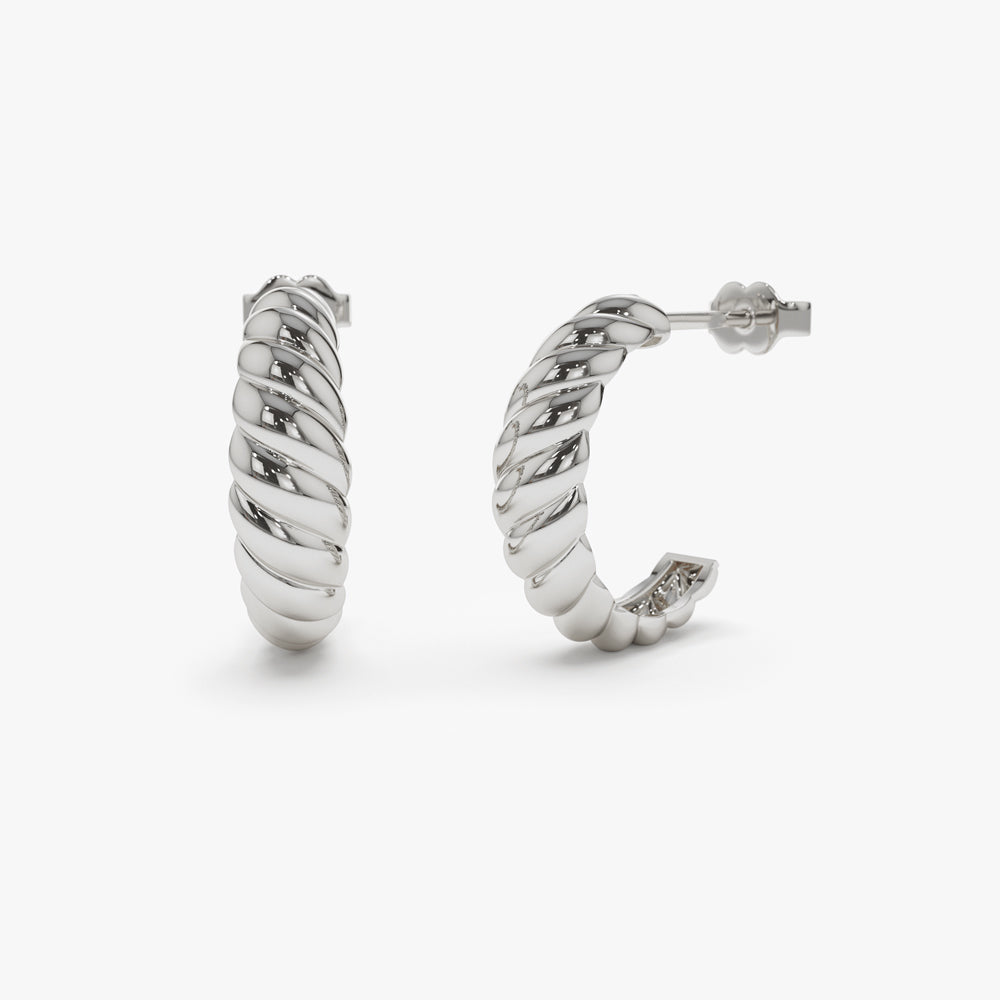 14k Solid Gold Croissant Earrings - Geum Jewels