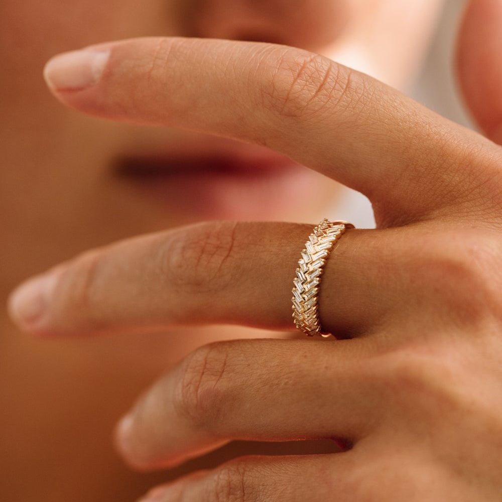 14k Step Baguette Diamond Ring