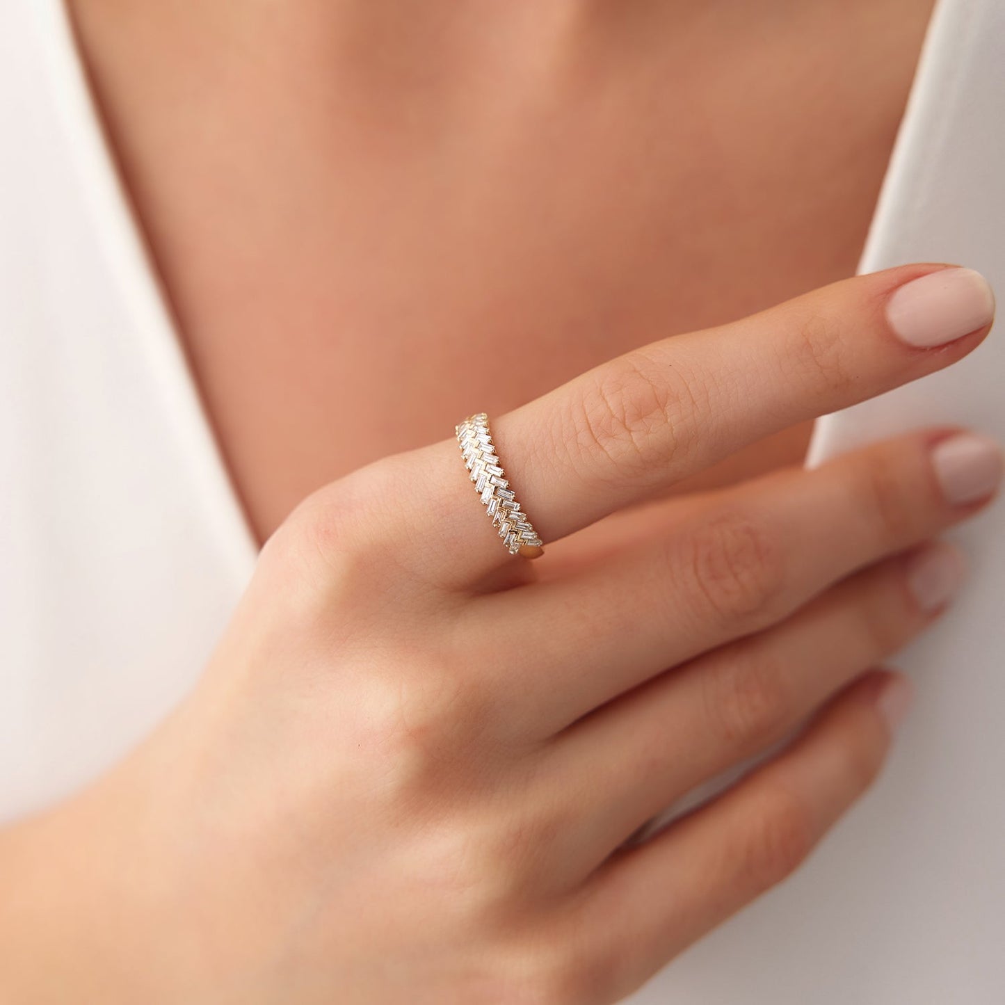 14k Step Baguette Diamond Ring