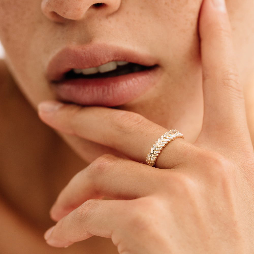 14k Step Baguette Diamond Ring